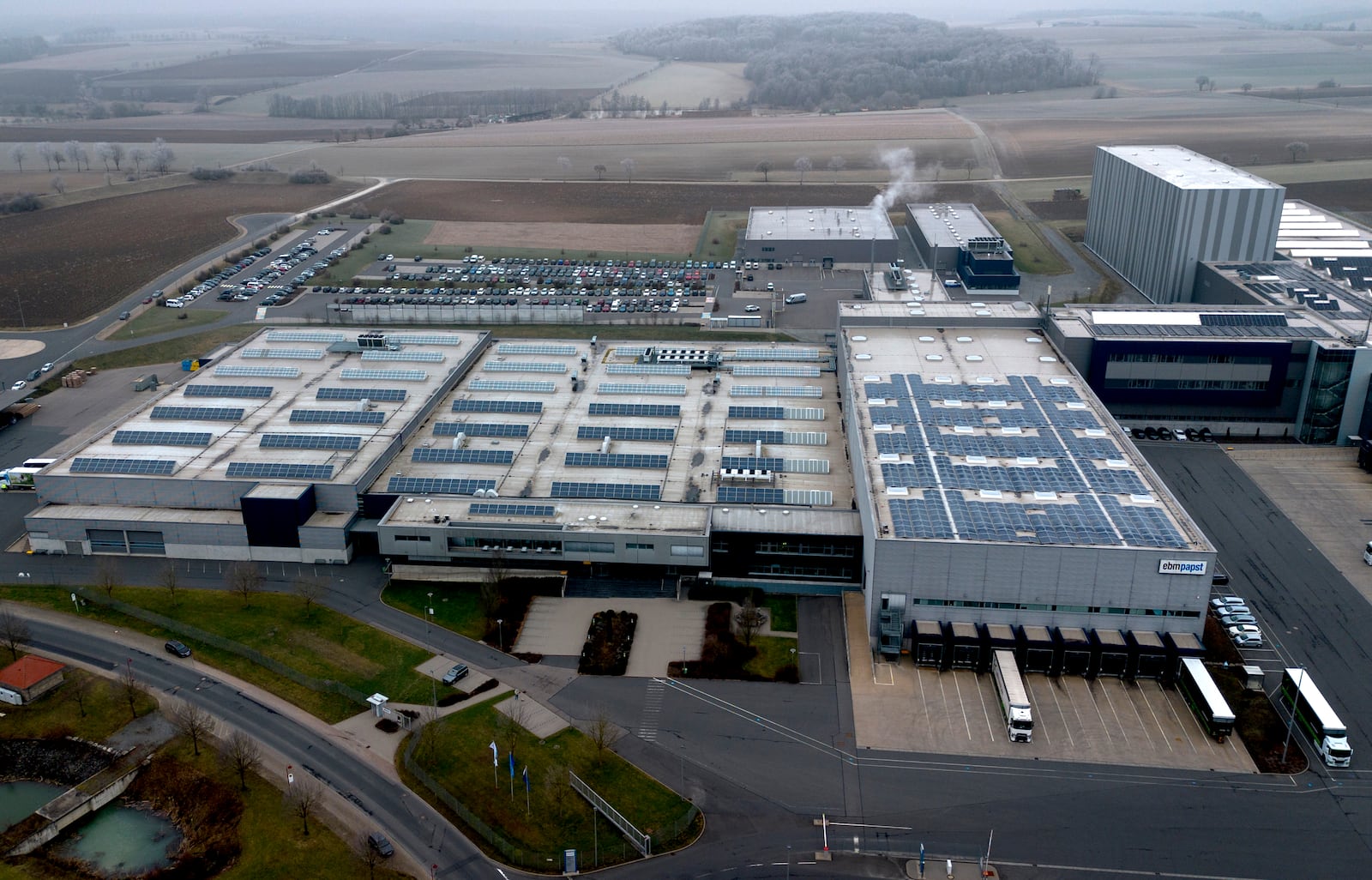 ebm-papst plant 4 is pictured in Hollenbach, Germany, Tuesday, Feb. 4, 2025. (AP Photo/Michael Probst)