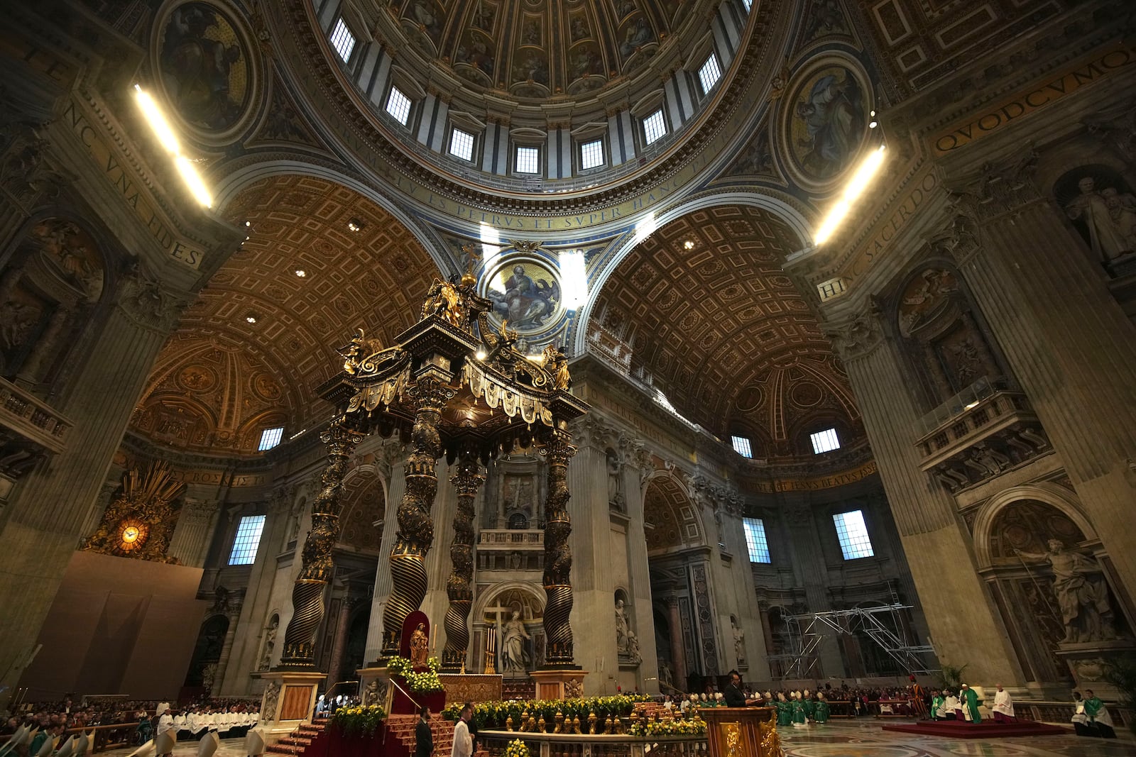 A view of St. Peter's Basilica as Pope Francis presides over a mass on the occasion of the World Day of the Poor, at the Vatican, Sunday, Nov. 17, 2024. (AP Photo/Alessandra Tarantino)