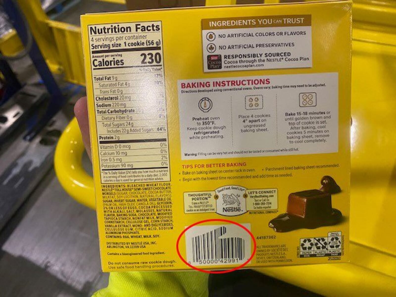 Nestle USA has voluntary recalled Toll House Stuffed Chocolate Chip Cookie Dough with Fudge Filling for the potential presence of plastic pieces. The cookie dough has a UPC code of 050000429912, according to the company. Photo courtesy Nestle USA>