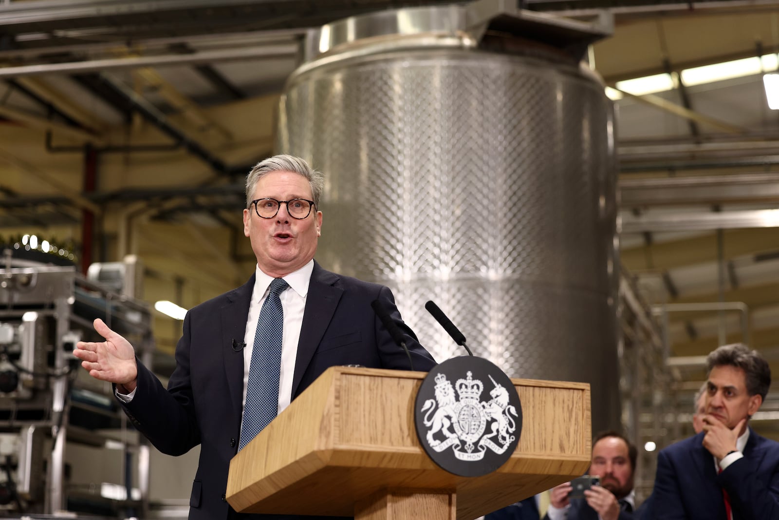 FILE - Britain's Prime Minister Keir Starmer speaks uring a visit at a factory in Chester, England, Friday, Oct. 4, 2024.(AP Photo/Darren Staples, Pool, File)