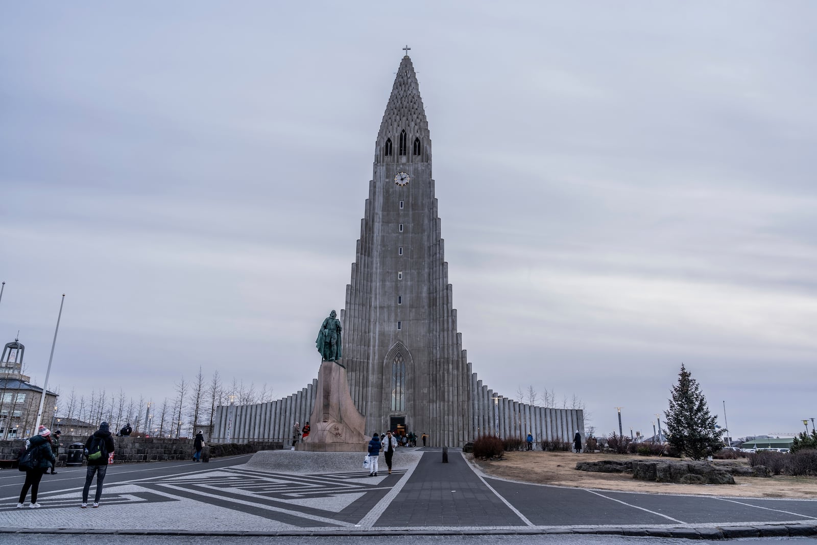 A view of Hallgrímskirkja, the main church of Reykjavík and the most famous landmark of the capital of Iceland, in Reykjavik, Iceland, Friday, Nov. 29, 2024. (AP Photo Marco Di Marco)