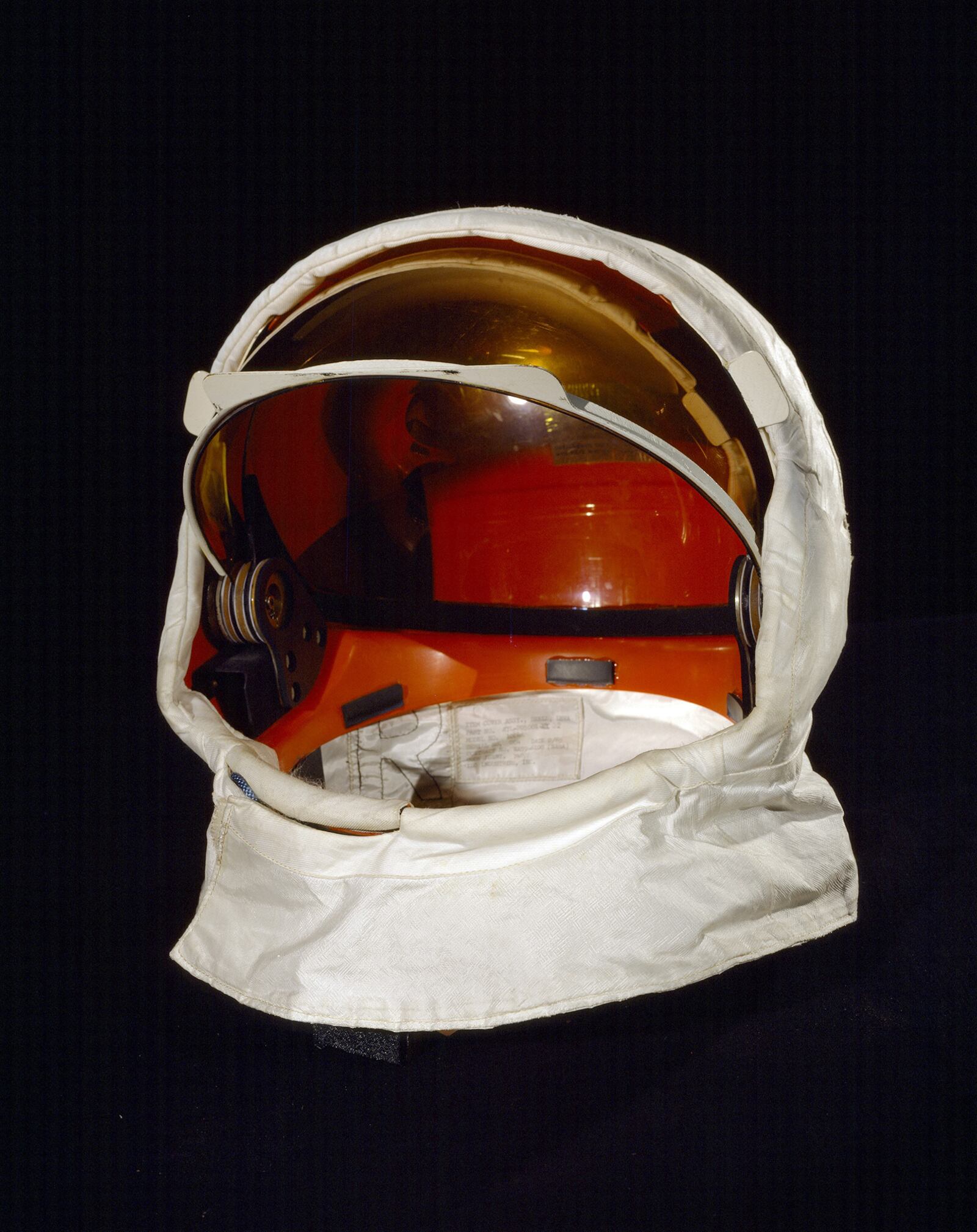 The extravehicular visor assembly worn by astronaut Buzz Aldrin on the lunar surface during the historic Apollo 11 mission in July, 1969. This artifact will be part of “Destination Moon: The Apollo 11 Mission,” on display at the Cincinnati Museum Center starting Sept. 28. Photo by Eric Long, National Air and Space Museum, Smithsonian Institution