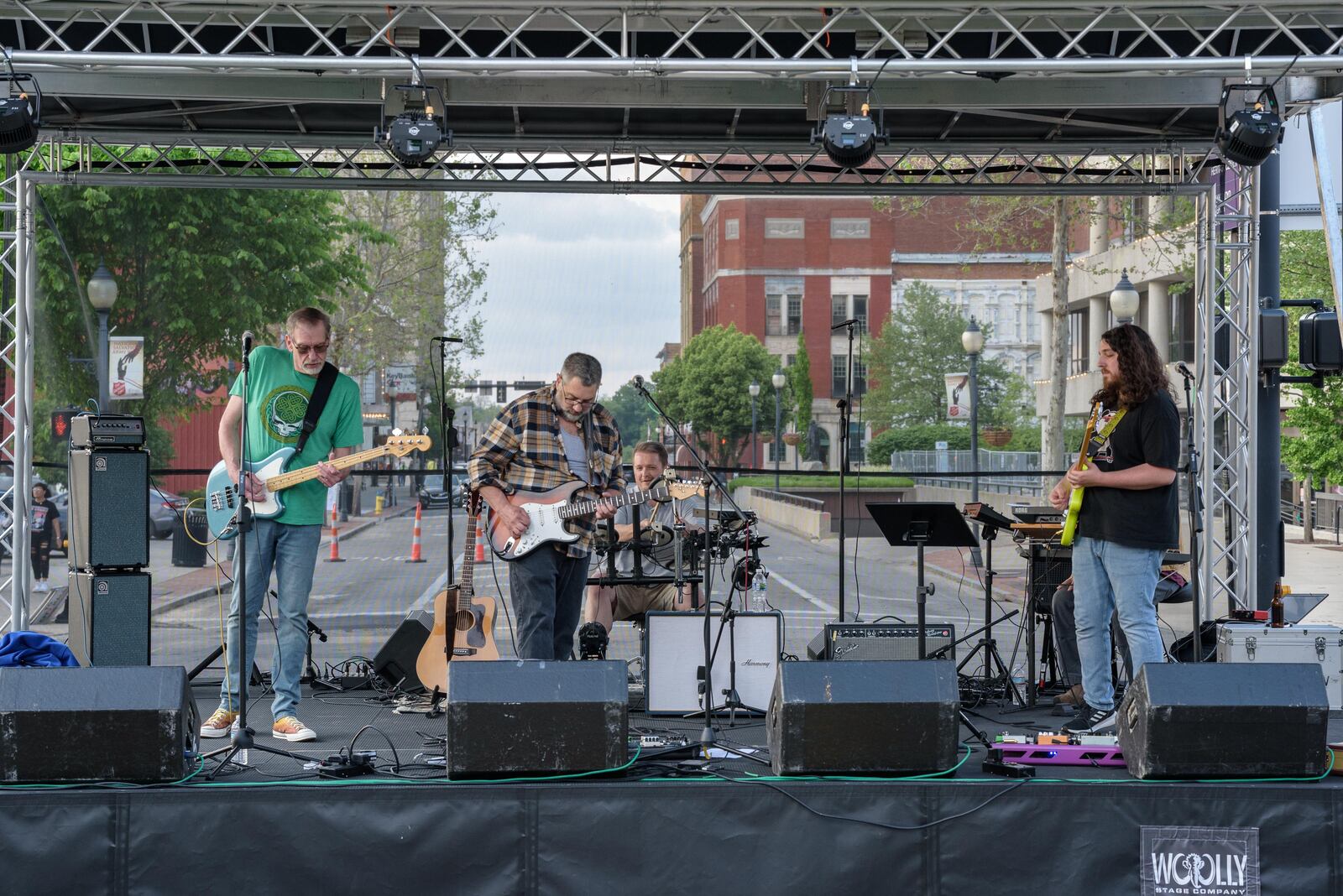 The Great Serpent Mound of Ohio performs at IndieCraft on the COhatch outdoor stage in Springfield on Saturday, May 20, 2023. IndieCraft was held in downtown Springfield on four stages Friday, May 19, and Saturday, May 20, 2023. ​TOM GILLIAM/CONTRIBUTING PHOTOGRAPHER 