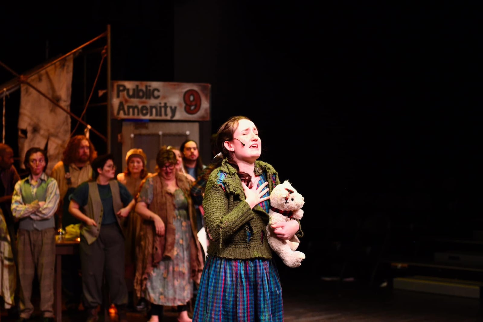 Connor Curran (Little Sally) in TheatreLab Dayton's production of "Urinetown." PHOTO BY MACKENSIE KING