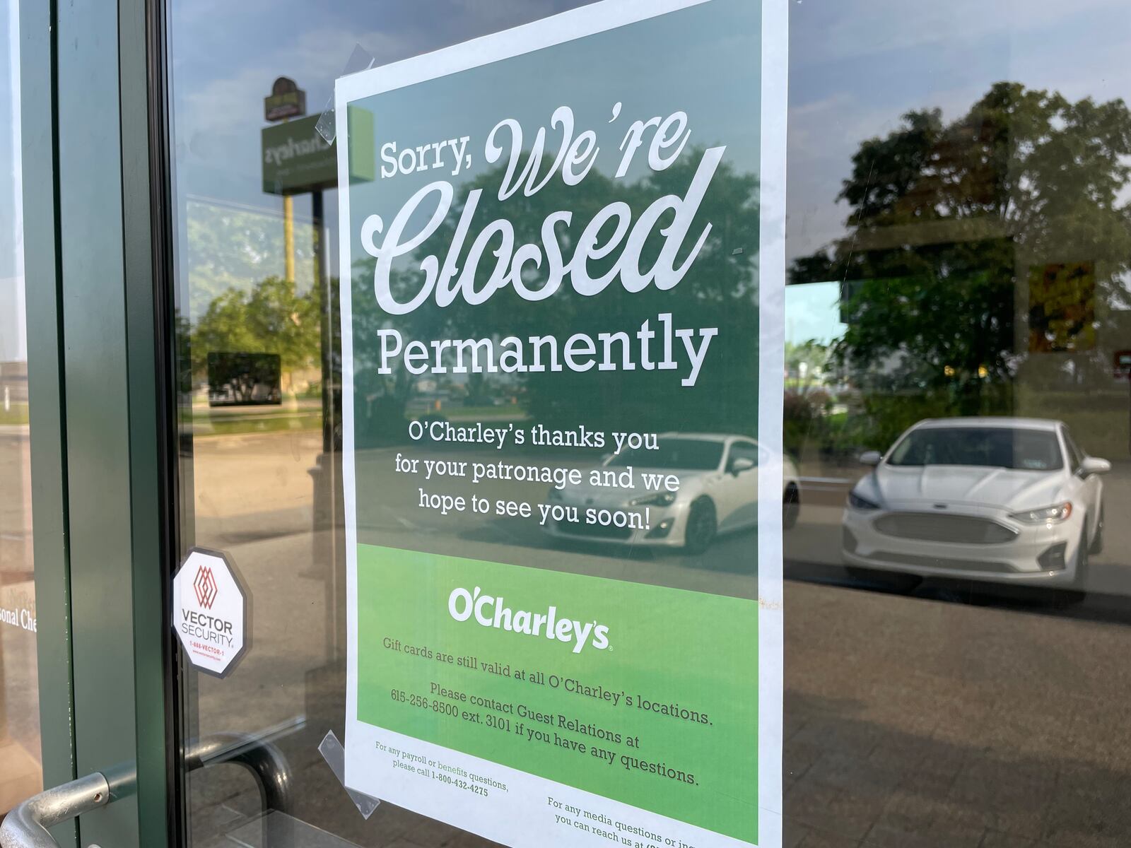 The O’Charley’s restaurant at 7030 Miller Lane in Dayton is permanently closed, according to a sign posted on the door. NATALIE JONES/STAFF