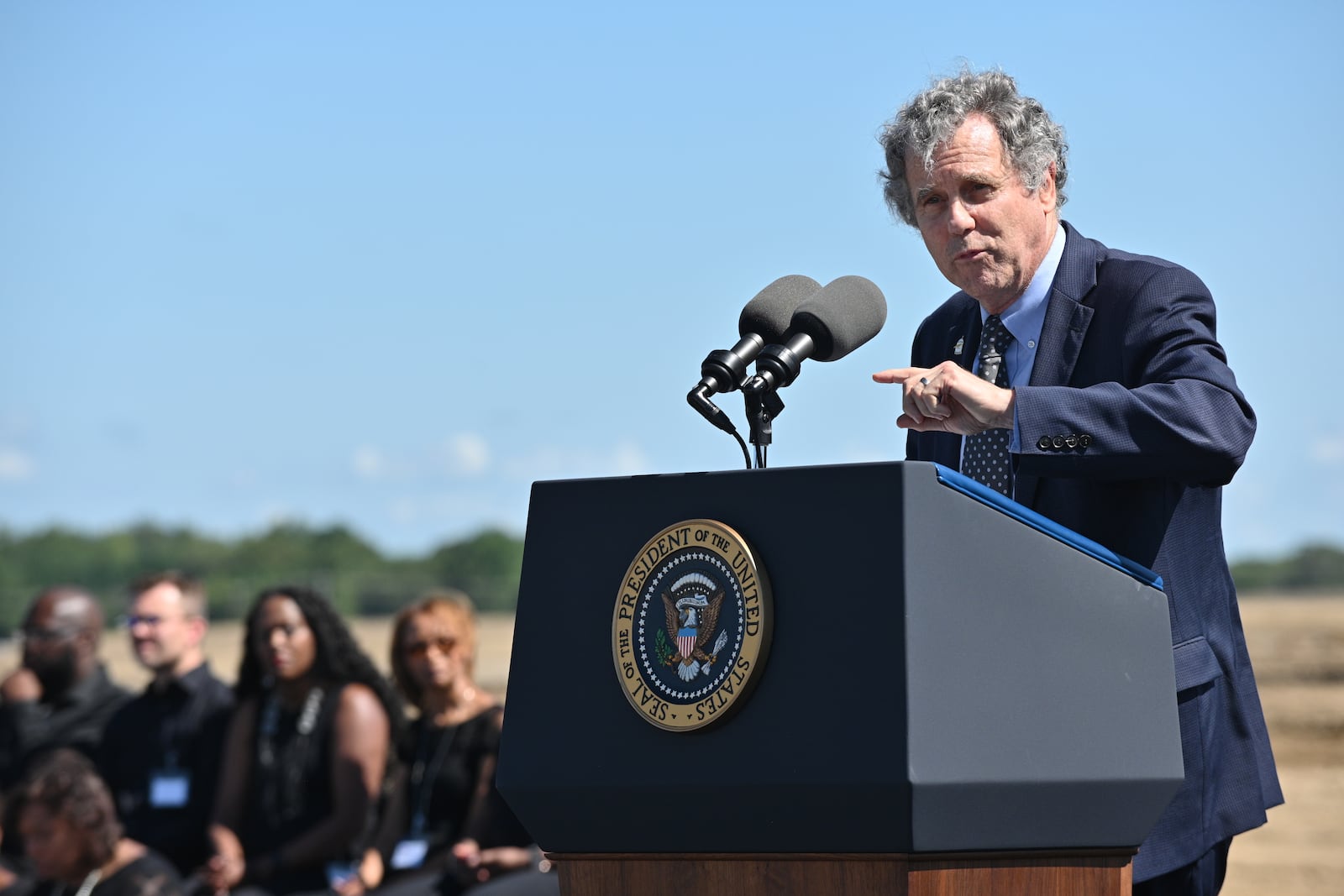 U.S. Sen. Sherrod Brown of Ohio speaks Friday, Sept. 9, 2022, at Intel's future manufacturing site in New Albany, Ohio, on Friday, Sept. 9, 2022, as Intel celebrates the start of construction on the company's newest U.S. manufacturing site. Intel is investing more than $28 billion in the new semiconductor manufacturing site to produce leading-edge chips. (Credit: Intel Corporation)