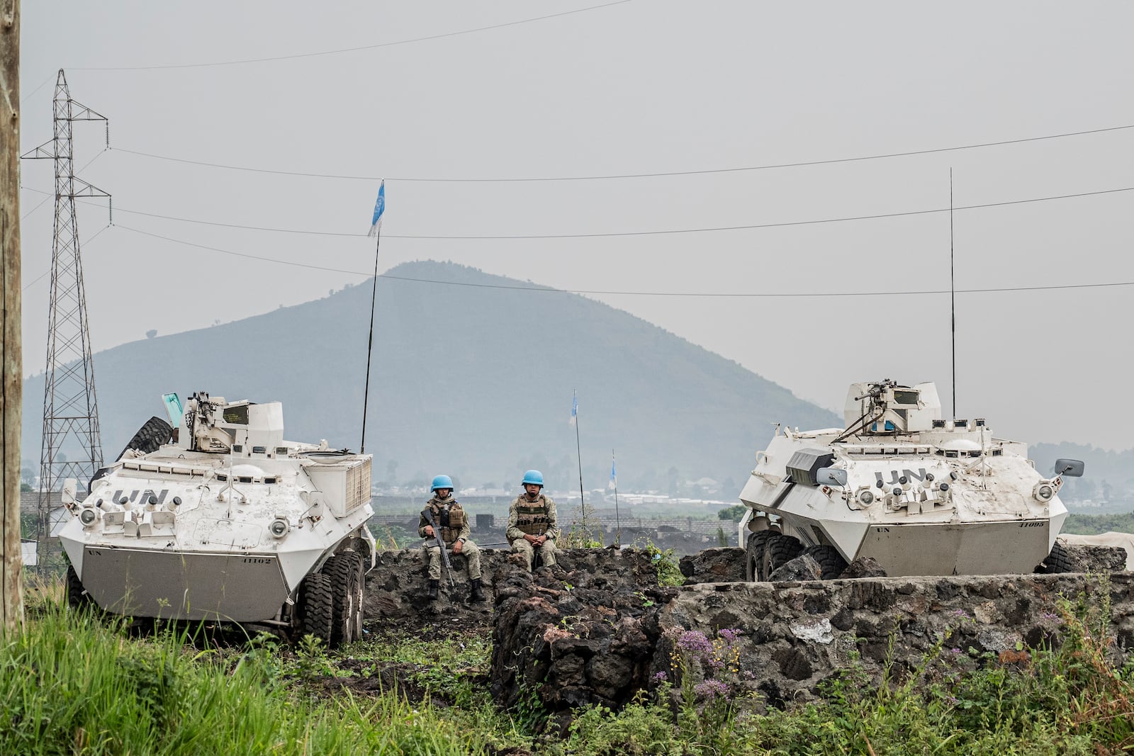 UN troops deploy outside Goma, Democratic Republic of the Congo, Friday, Jan. 24, 2025, as M23 rebels are reported to close in on the town. (AP Photo/Moses Sawasawa)