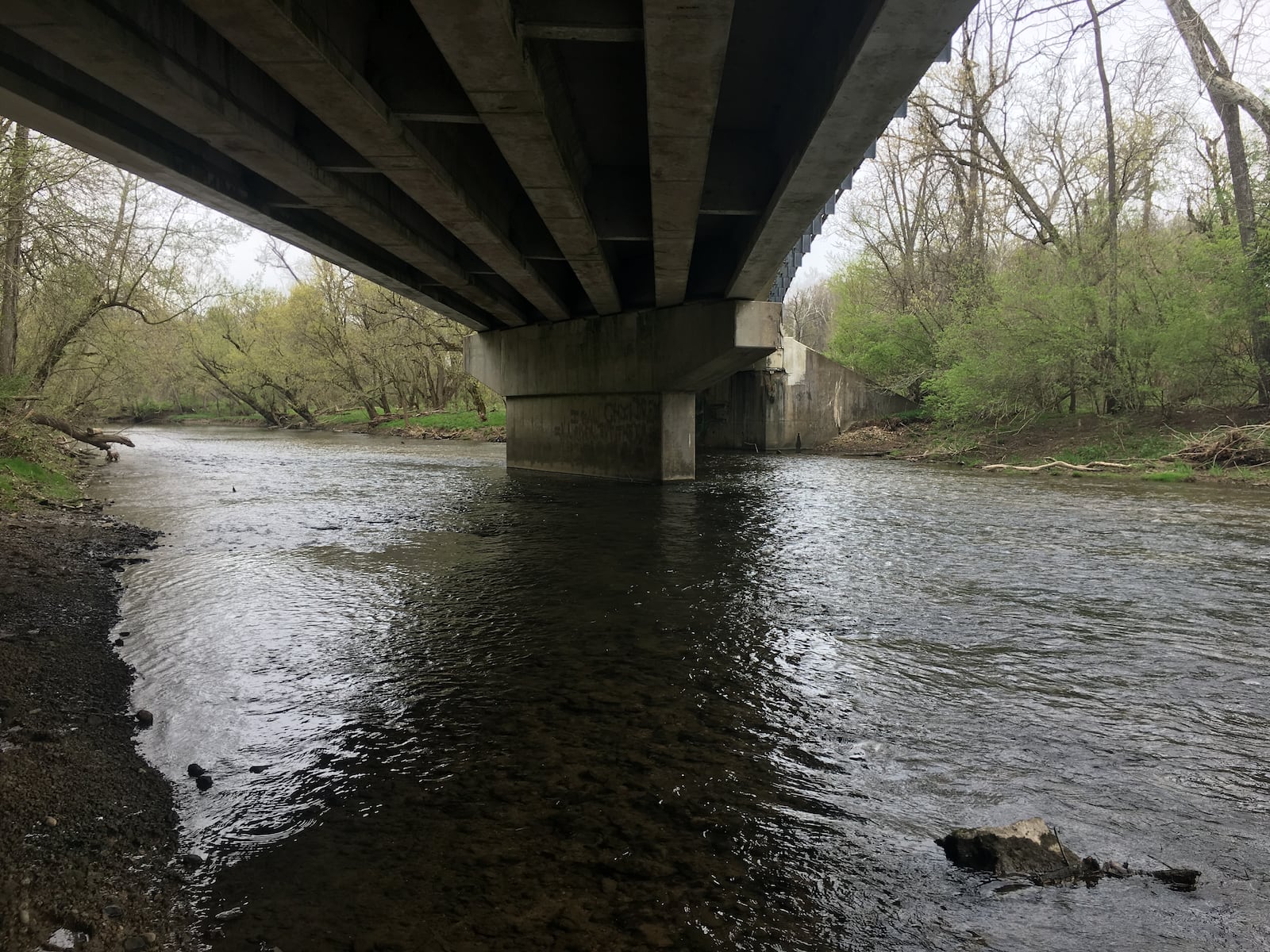 Underneath the Grinnell Road bridge