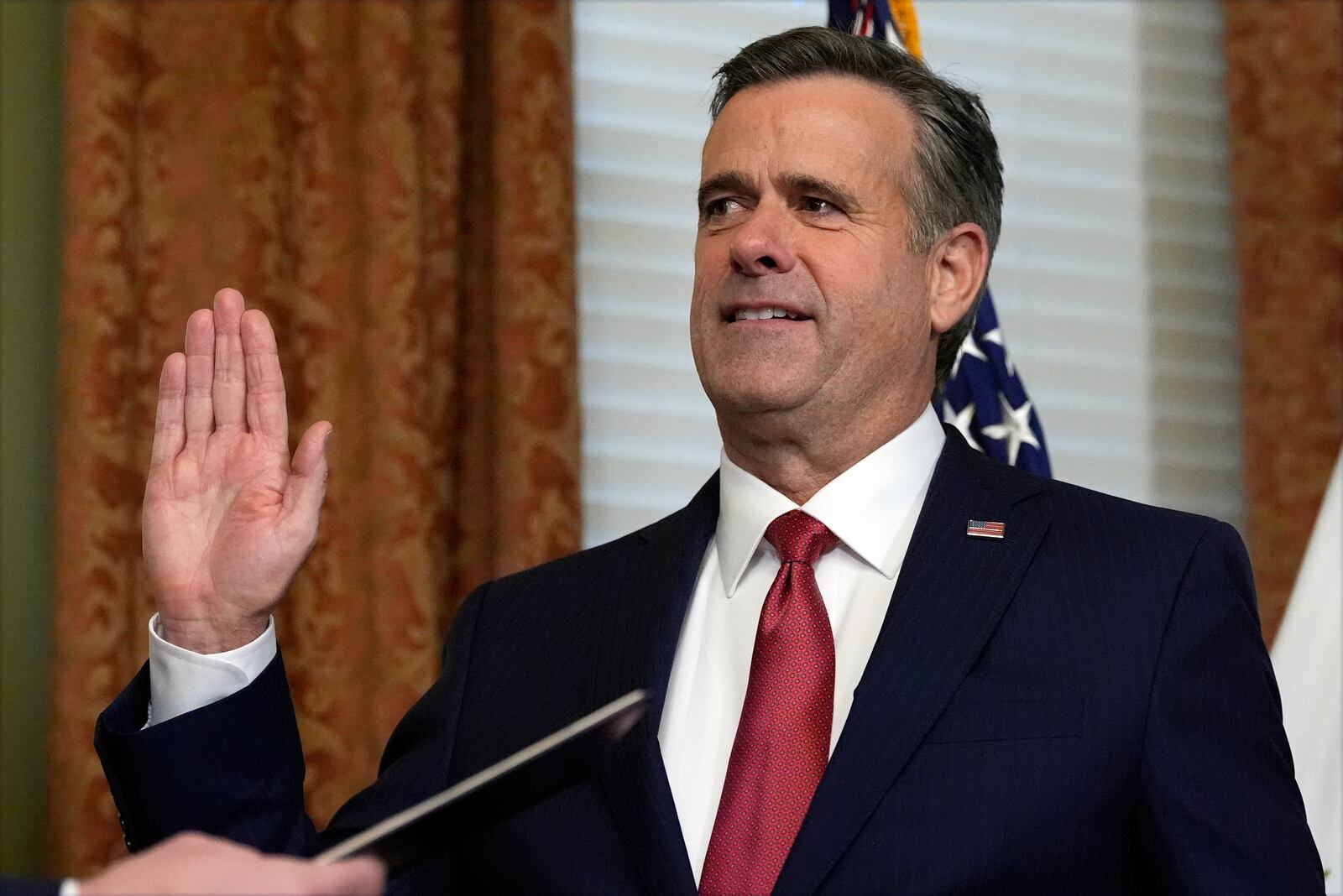 Vice President JD Vance swears in John Ratcliffe as CIA Director in the Vice Presidential ceremonial office in the Eisenhower Executive Office Building on the White House campus, Thursday, Jan. 23, 2025, in Washington. (AP Photo/Alex Brandon)