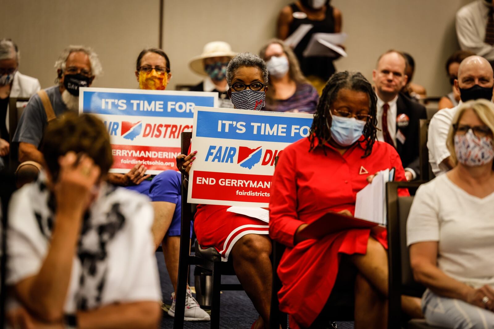 Ohio State legislators held a redistricting conference Tuesday, Aug. 24, 2021, at Sinclair College in Dayton. The redistricting commission is holding crowd-and - panel meetings all across the state. Jim Noelker/Staff