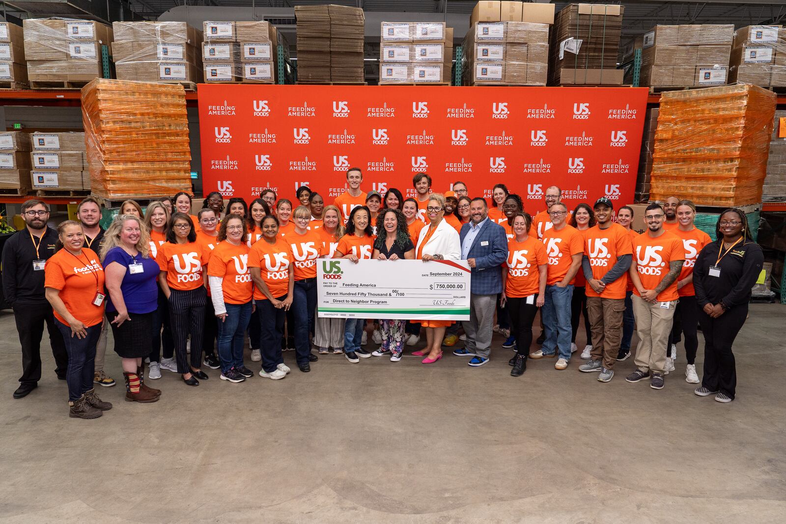 Chef Stephanie Izard with associates and volunteers from US Foods and the Food Bank of Northwest Indiana. Contributed