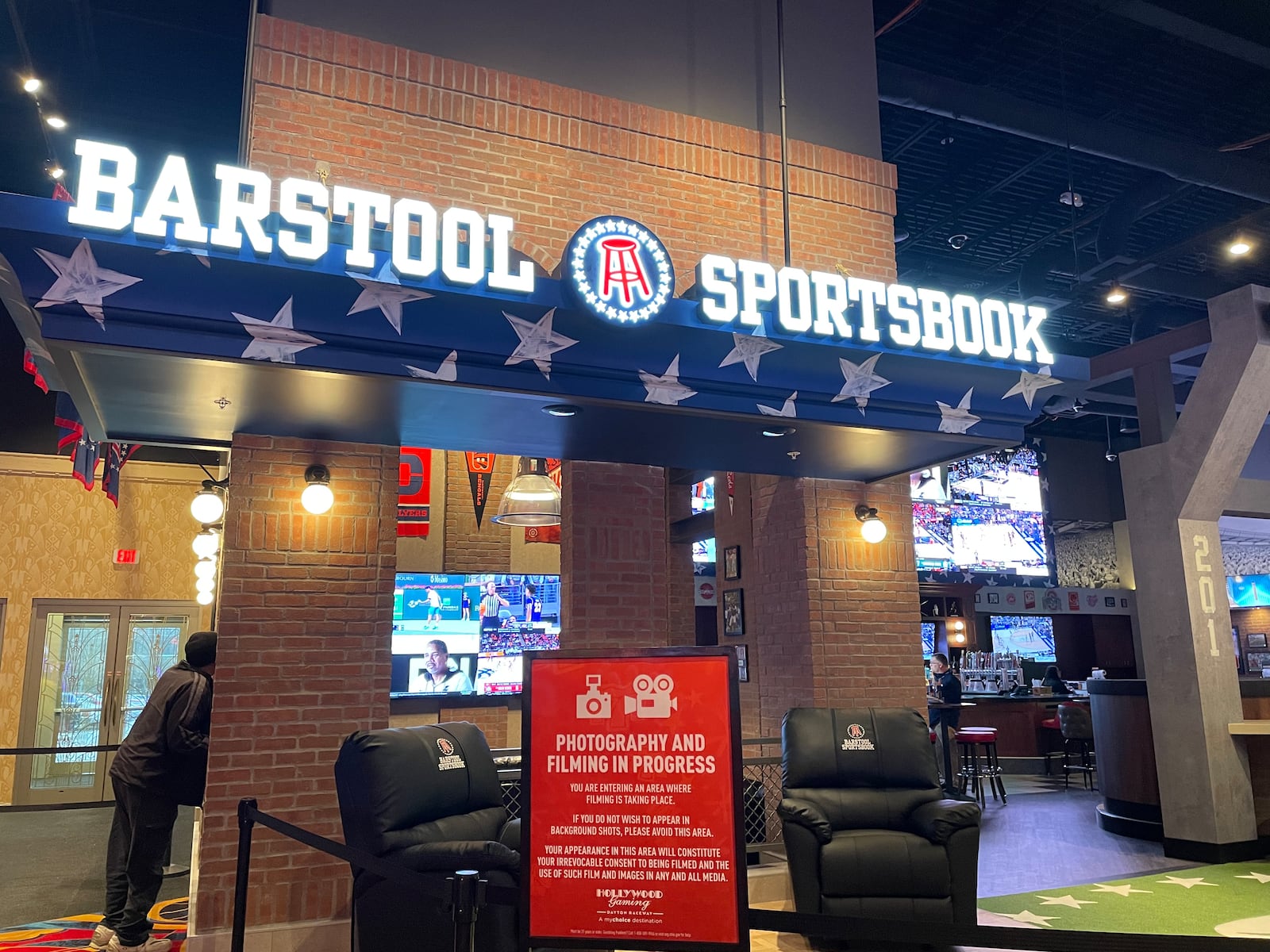 Barstool Sportsbook, a new restaurant and bar, is opening inside Hollywood Gaming at Dayton Raceway on Sunday, March 12. NATALIE JONES/STAFF