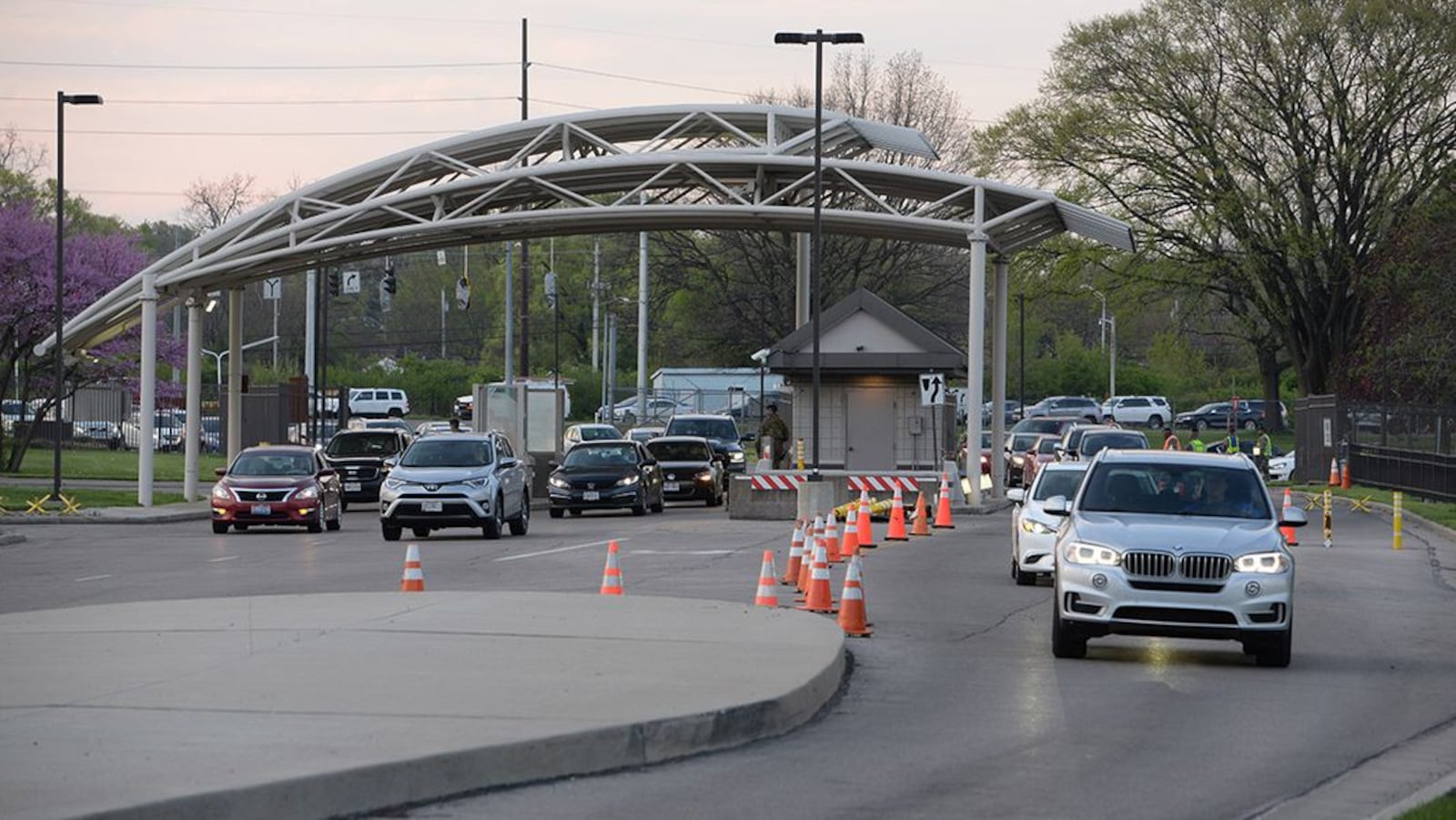 Traffic entering Gate 12A flowed through all lanes at Wright-Patterson Air Force Base. FILE