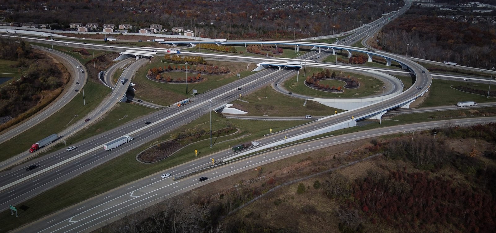 This is an aerial photo of Interstate 70 and 75 in Vandalia and Butler Township. Federal and state funding was used for major upgrades of these roadways in the last several years. JIM NOELKER/STAFF