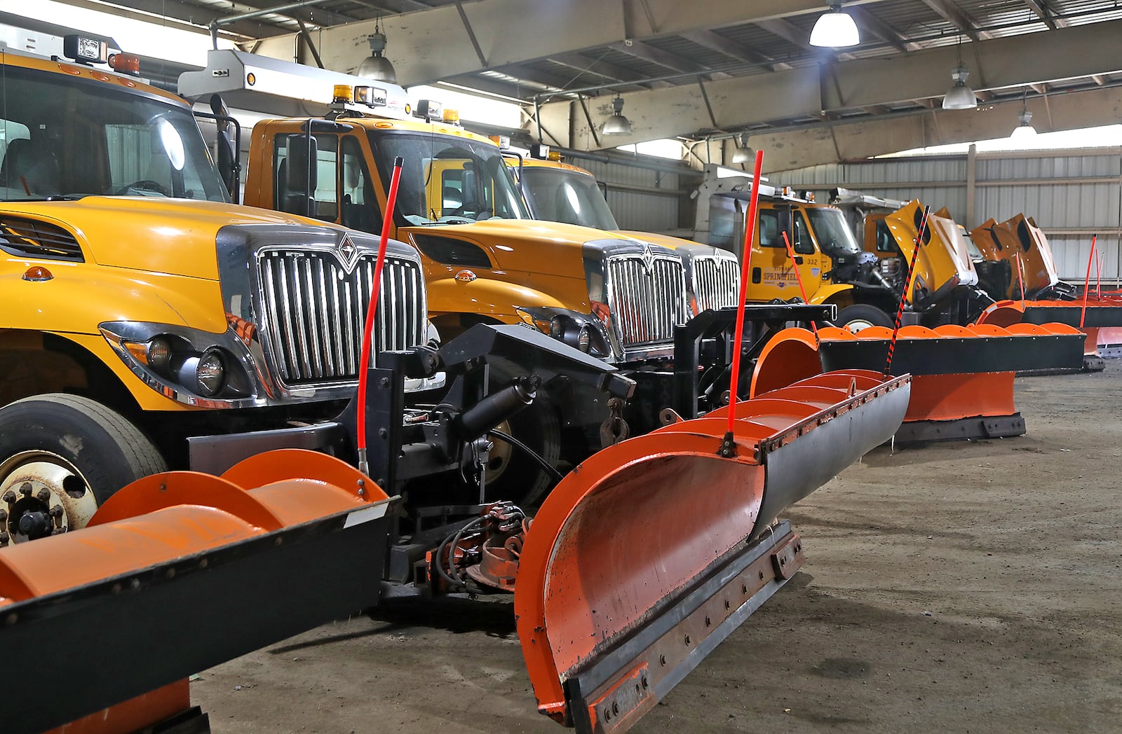 The City of Springfield has been busy attaching blades and making sure their fleet of truck are ready for winter. BILL LACKEY/STAFF