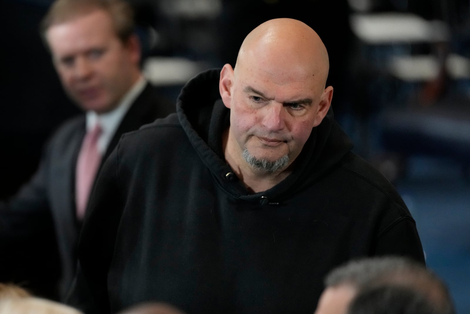 Sen. John Fetterman, D-Pa., arrives before the 60th Presidential Inauguration in the Rotunda of the U.S. Capitol in Washington, Monday, Jan. 20, 2025. (AP Photo/Julia Demaree Nikhinson, Pool)