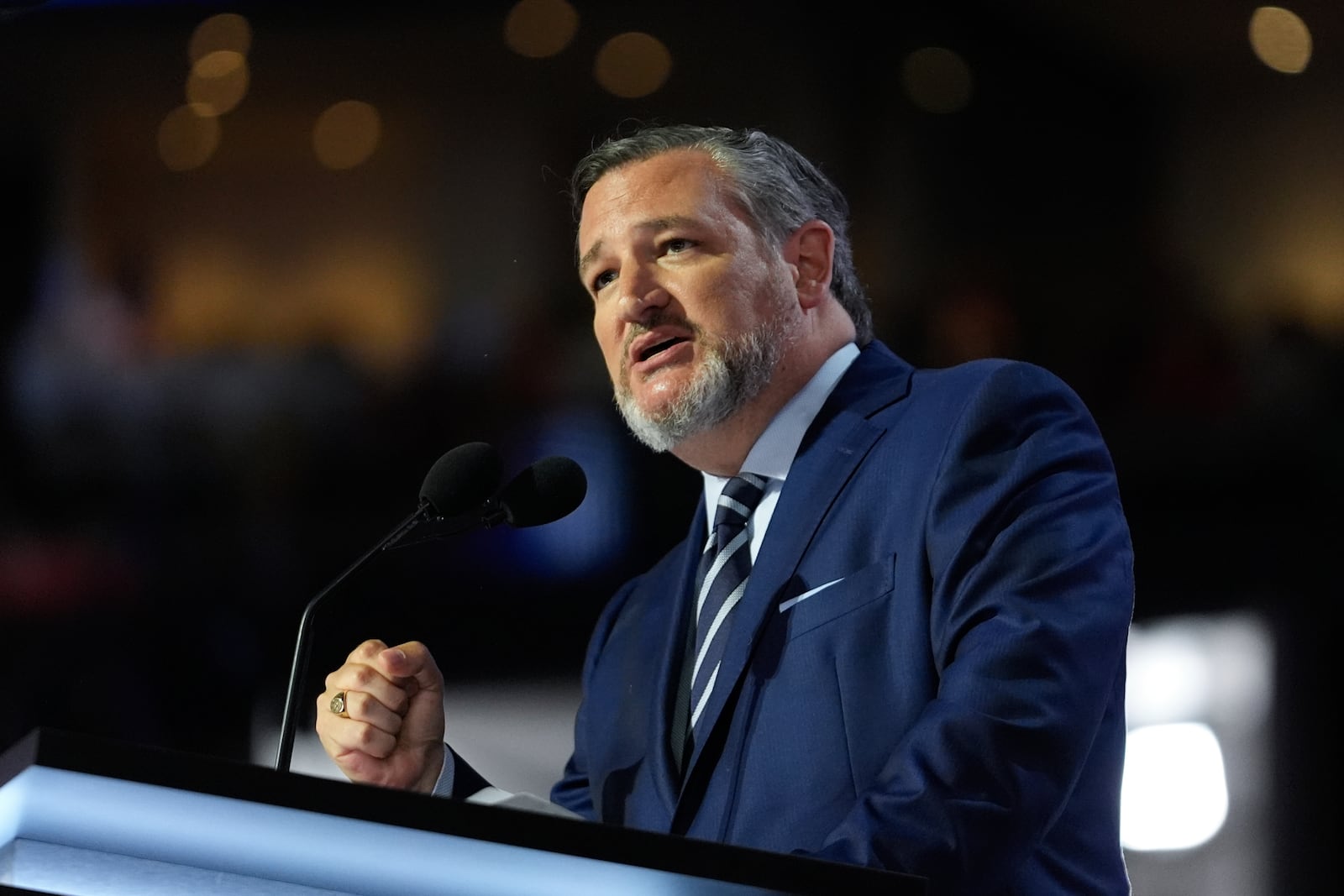 FILE - Sen. Ted Cruz, R-Texas., speaks during the Republican National Convention, July 16, 2024, in Milwaukee. (AP Photo/Paul Sancya, File)