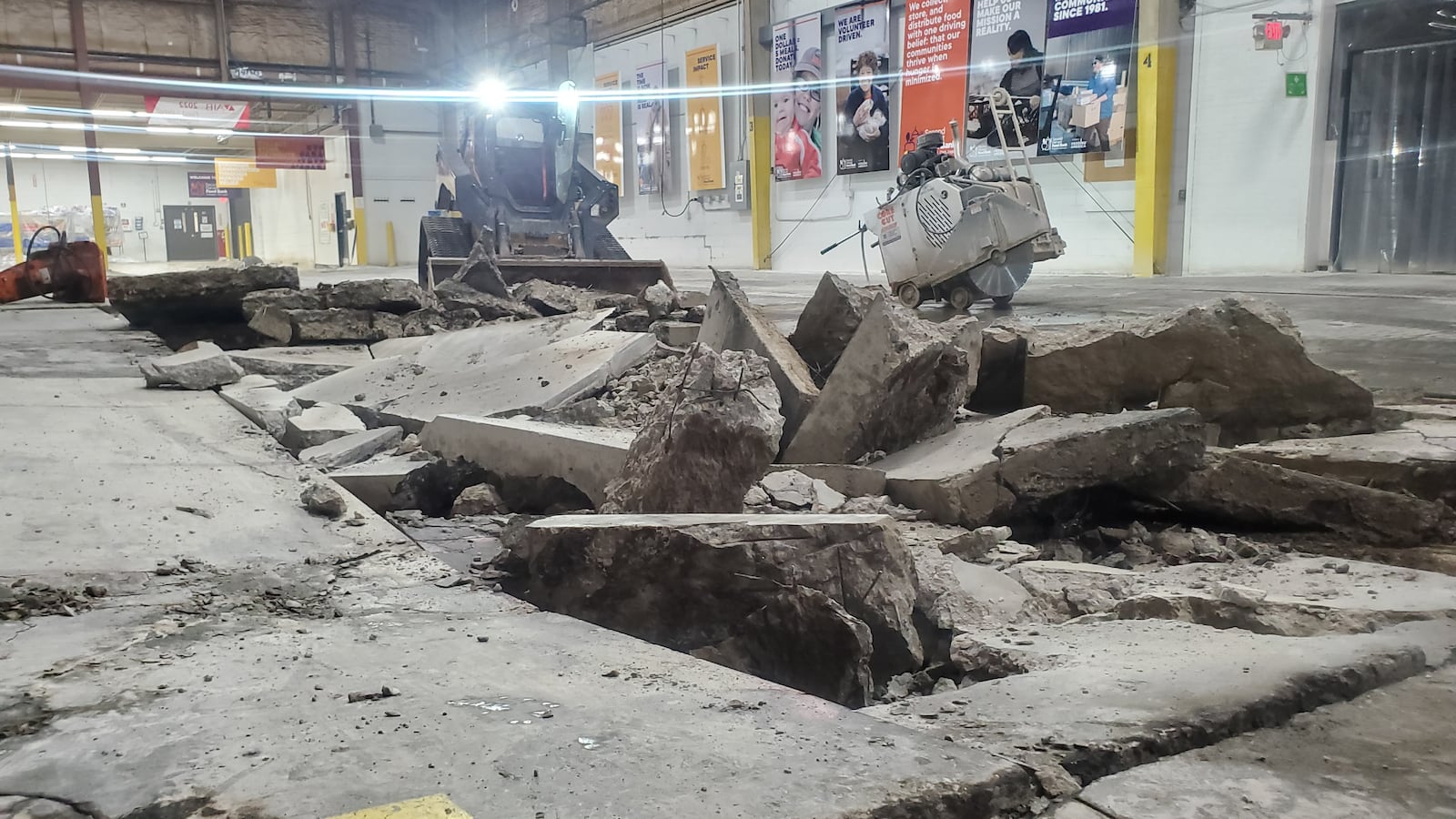 The Second Harvest Food Bank moved to a temporary location for three months while they did renovations to the current warehouse. Here is during the floor demolition. Contributed/Photo by Allie Godfrey