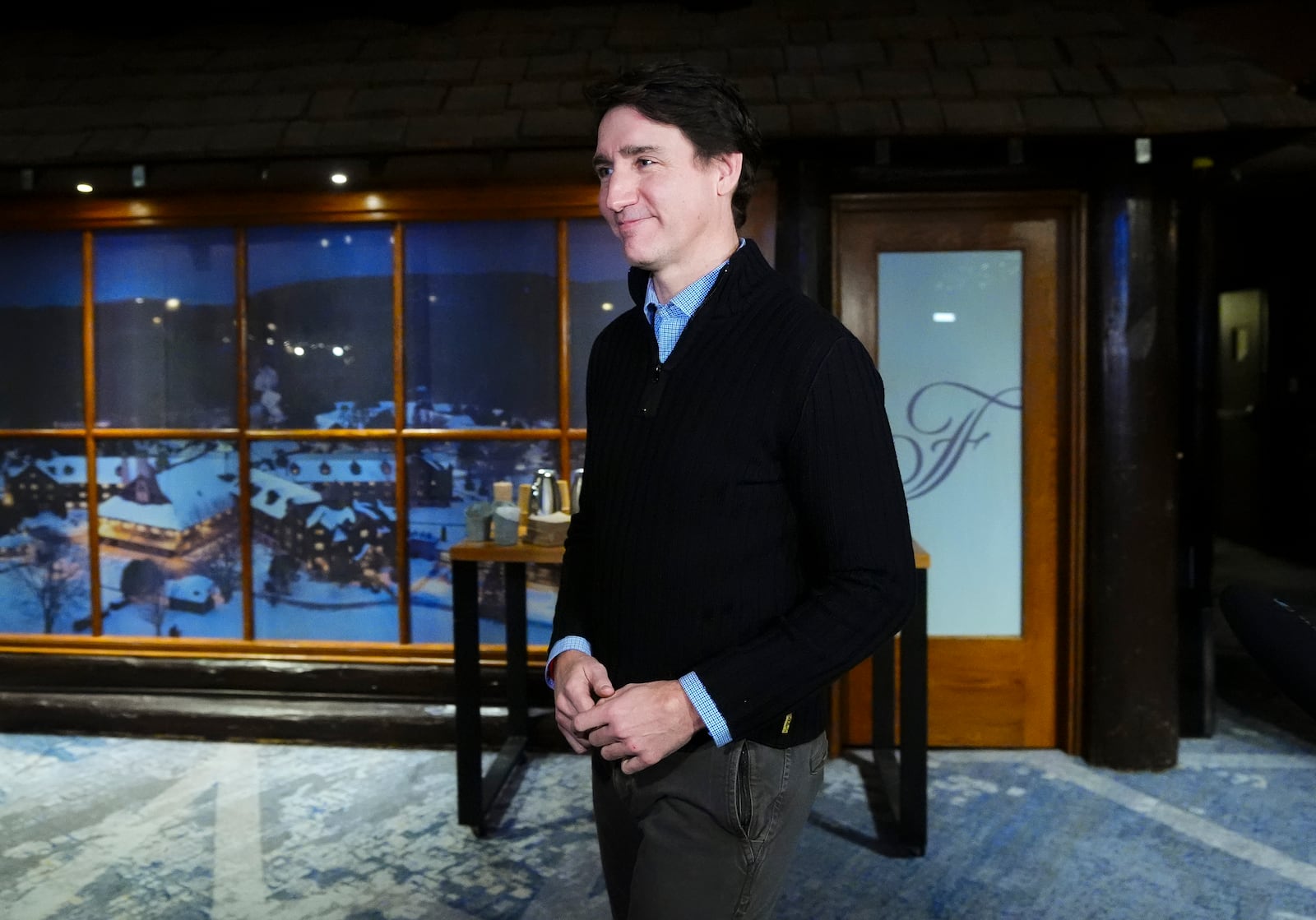 Canadian Prime Minister Justin Trudeau is seen during a cabinet retreat at Chateau Montebello, Quebec, Monday, Jan. 20, 2025. (Sean Kilpatrick/The Canadian Press via AP)