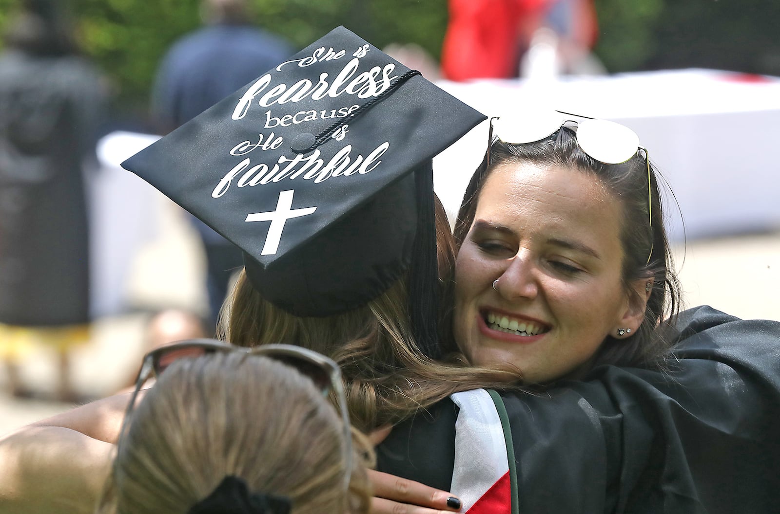 Wittenberg University held their 171 Commencement Ceremony Saturday at the school's Edwards-Maurer Stadium instead of the traditional Commencement Hollow.  To provide space for social distancing, the commencement was divided into two ceremonies and masks were worn by the graduates and their families during the ceremony. BILL LACKEY/STAFF