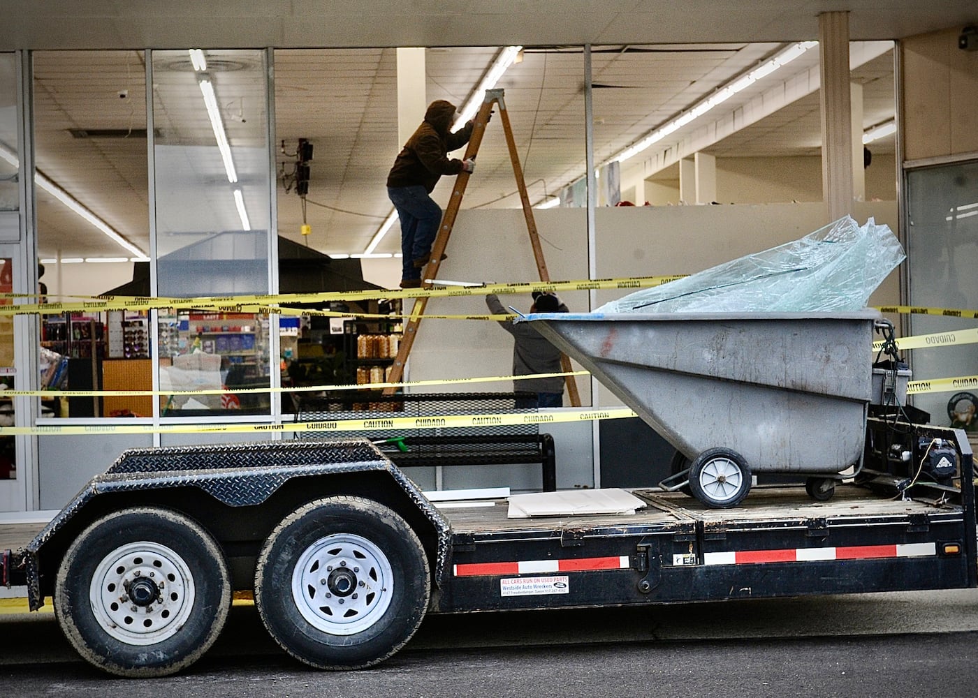 Storm damage airway shopping center