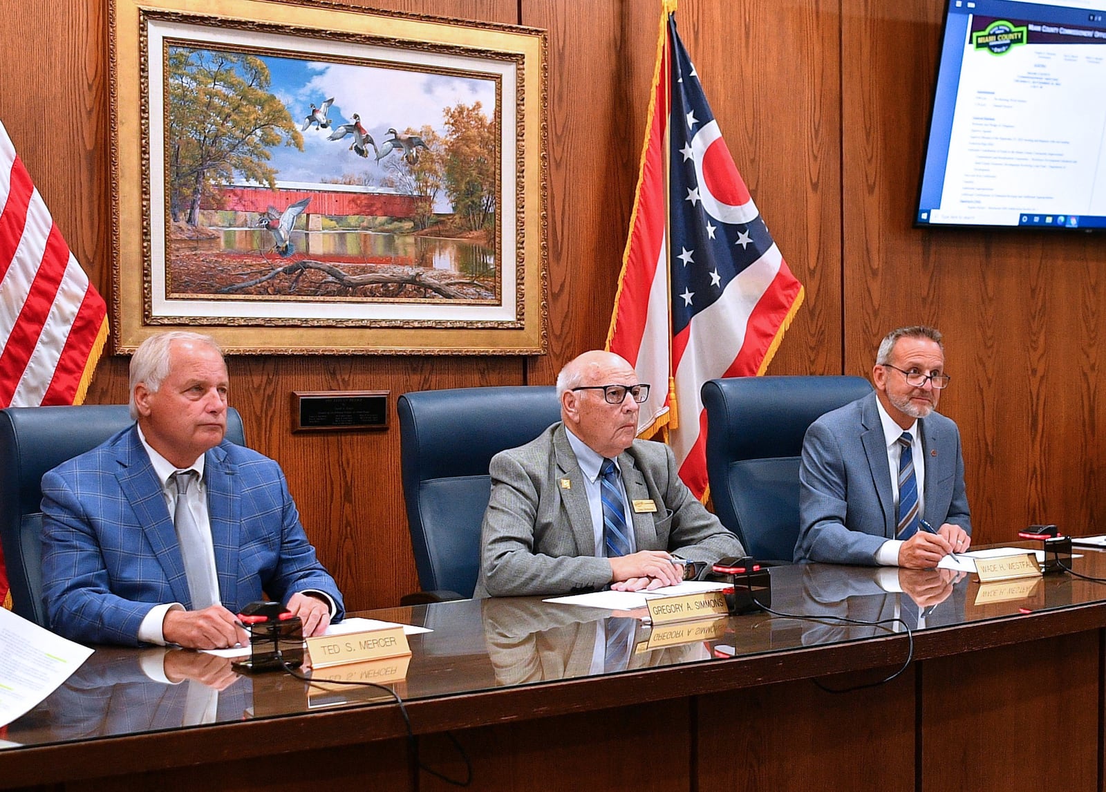 Miami County Commissioners (from left) Ted Mercer, Gregory Simmons and Wade Westfall.