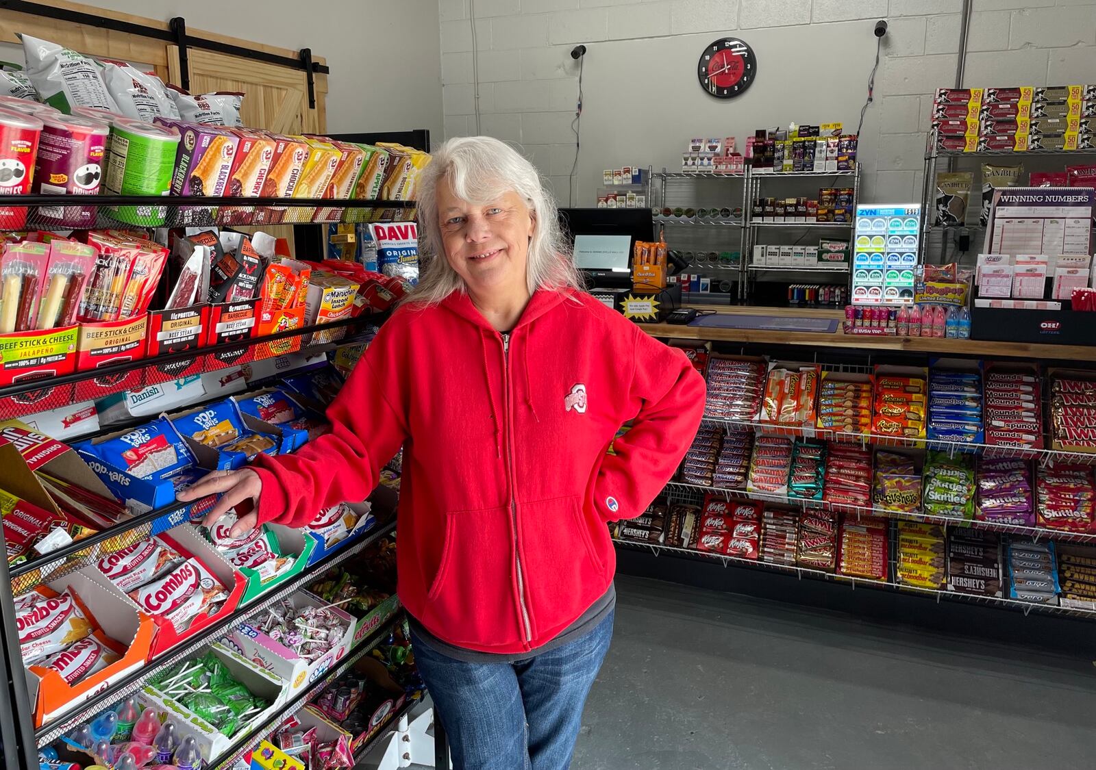 Velma Ward, manager of the new Donnelsville Mall, Tuesday, April 30, 2024. The convenience store, located on US 40 in the village of Donnelsville, had been closed for several years but has been renovated and reopened. BILL LACKEY/STAFF