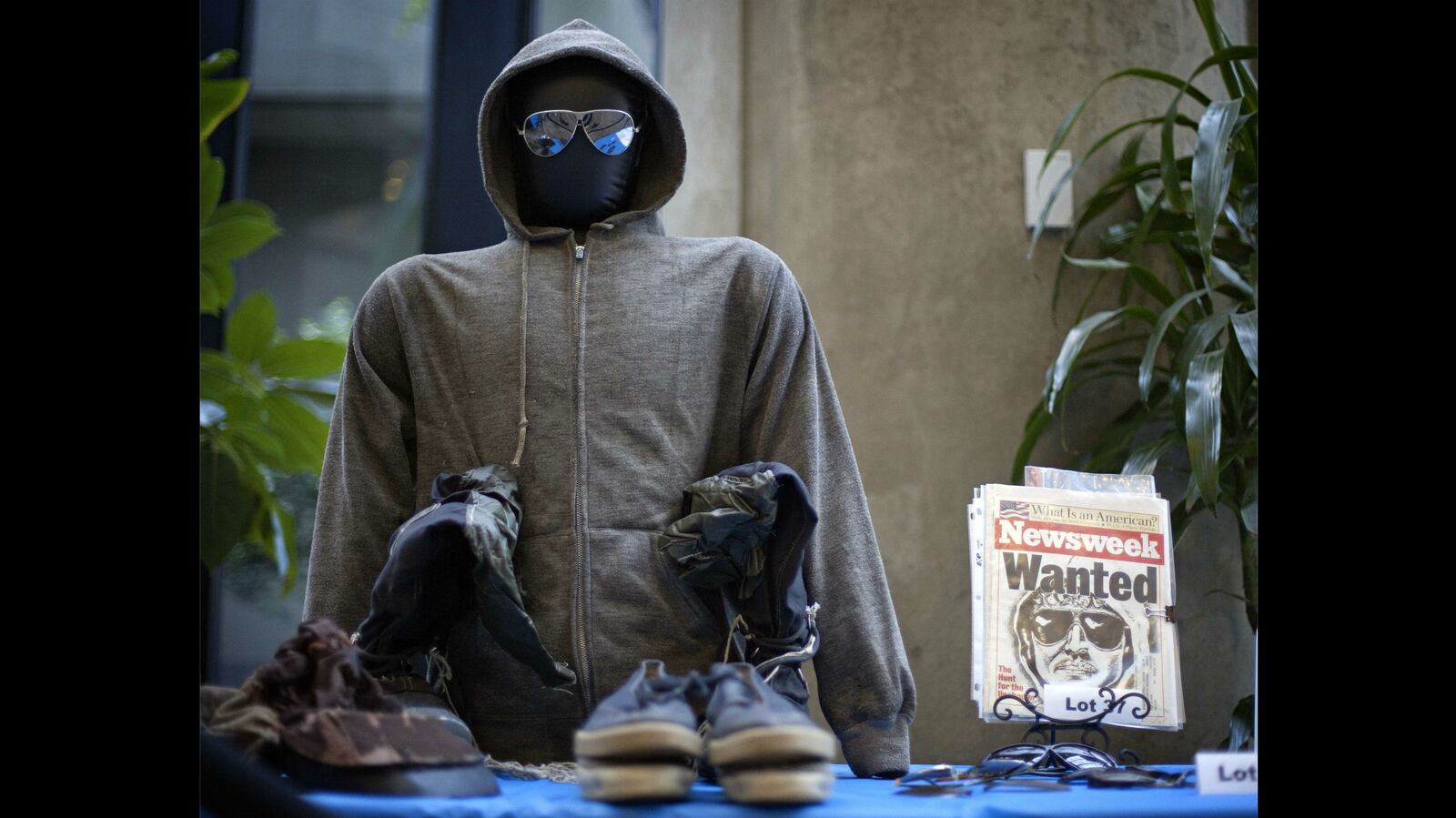 The hoodie and sunglasses used by Theodore Kaczynski, also known as the "Unabomber," are displayed as Kaczynski's personal items are auctioned off online in May 2011. Carried out under court order by the U.S. Marshals Service and the General Services Administration, the auction was revenge of a sort for the victims and the families terrorized by Kaczynski's acts of violence that left three people dead and 24 injured between 1978 and 1995. In all, collectors paid more than $200,000 for 58 items seized during the raid of Kaczynski's remote Montana cabin in 1996, with all proceeds going to victims and their families.