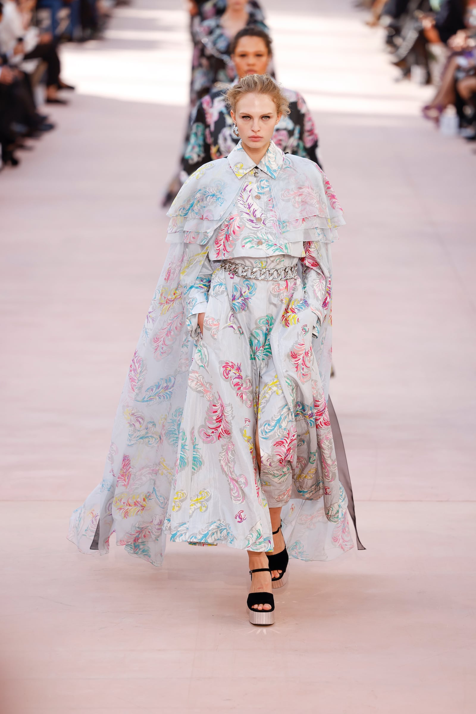 A model wears a creation as part of the Chanel Spring/Summer 2025 collection presented Tuesday, Oct. 1, 2024, in Paris. (Photo by Vianney Le Caer/Invision/AP)