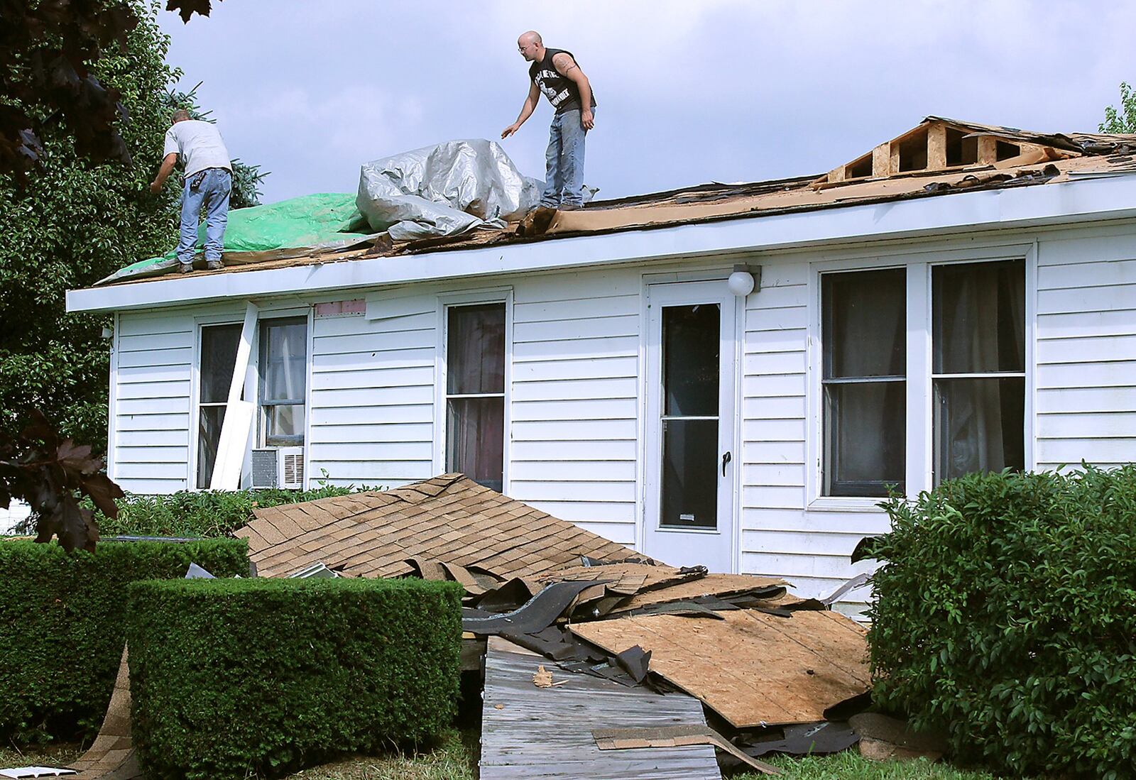 The roof of the Rabe family's home in Champaign County was ripped off when a tornado touched down in the area during a storm Sunday. WHIO Photo