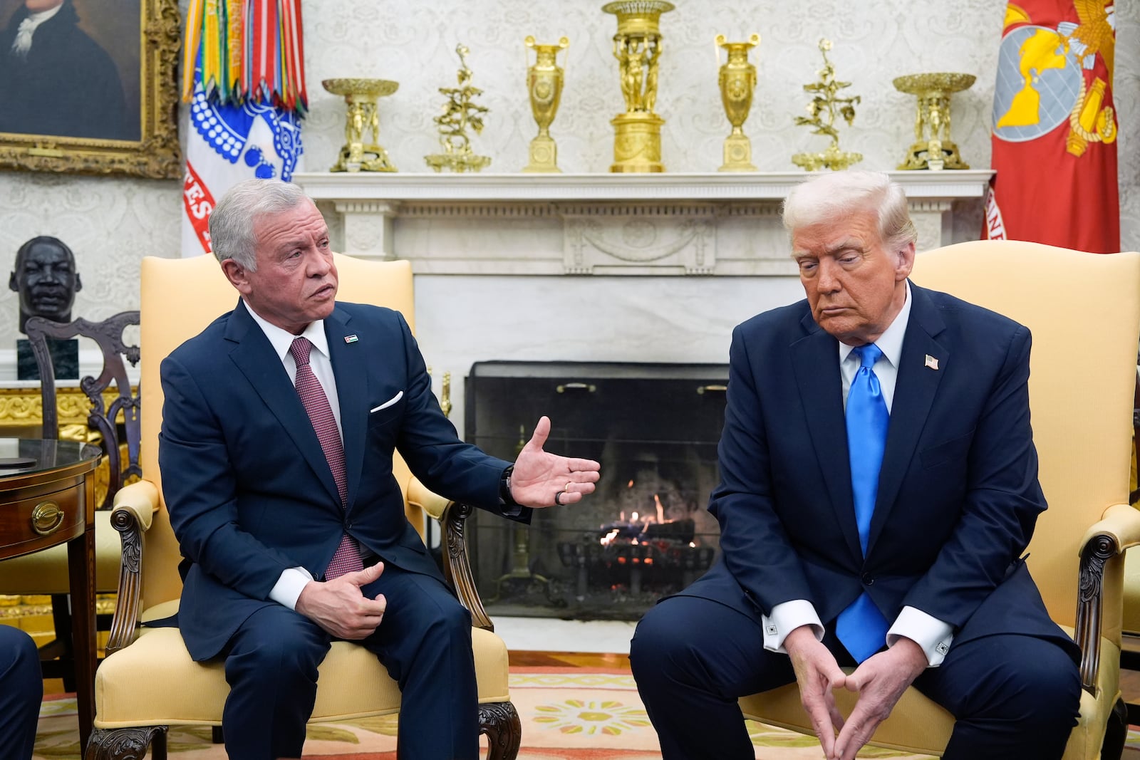 President Donald Trump speaks with Jordan's King Abdullah II in the Oval Office at the White House, Tuesday, Feb. 11, 2025, in Washington. (Photo/Alex Brandon)