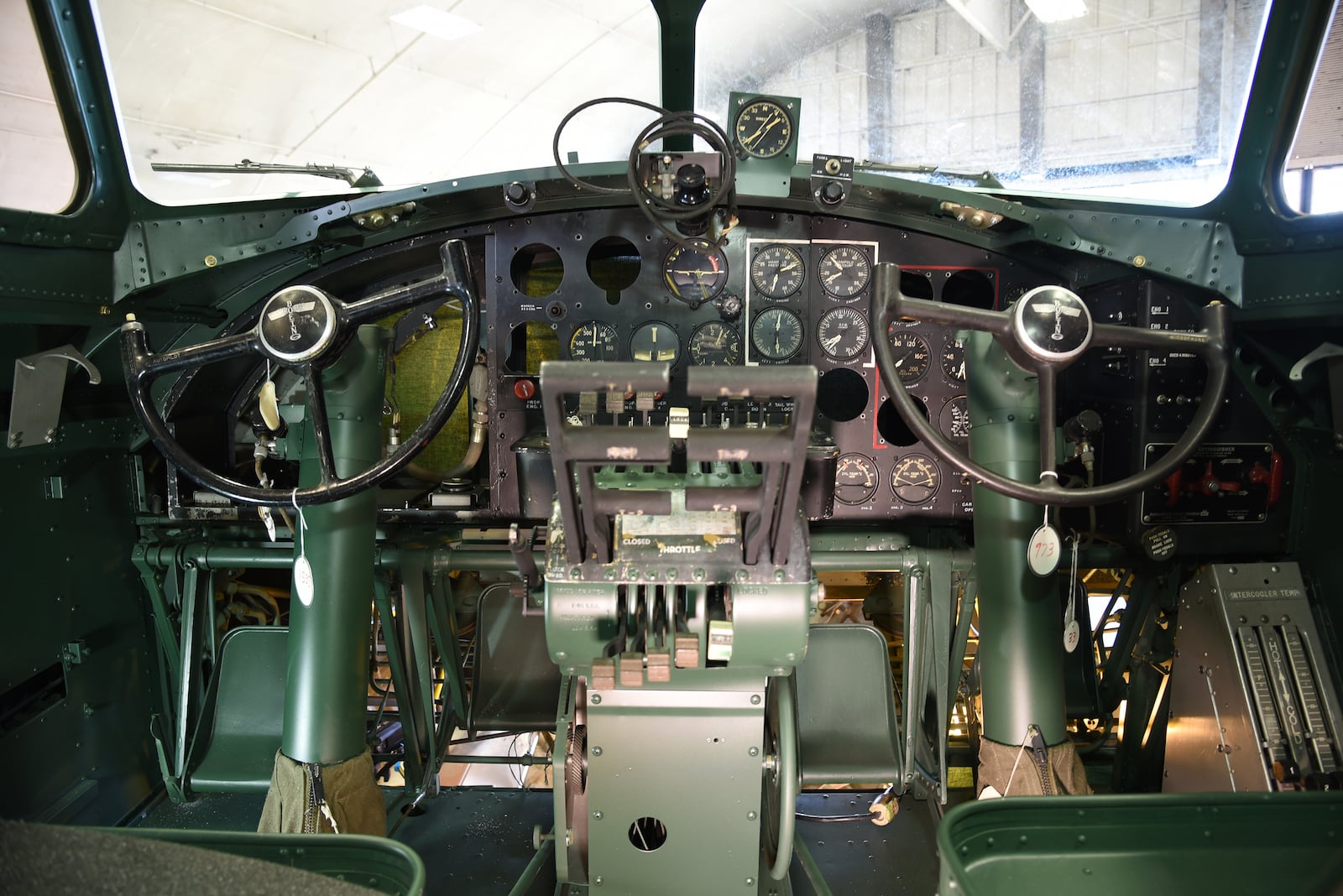 Cockpit of the B-17F Memphis Belle plane on display at the National Museum of the U.S. Air Force. Air Force photo.