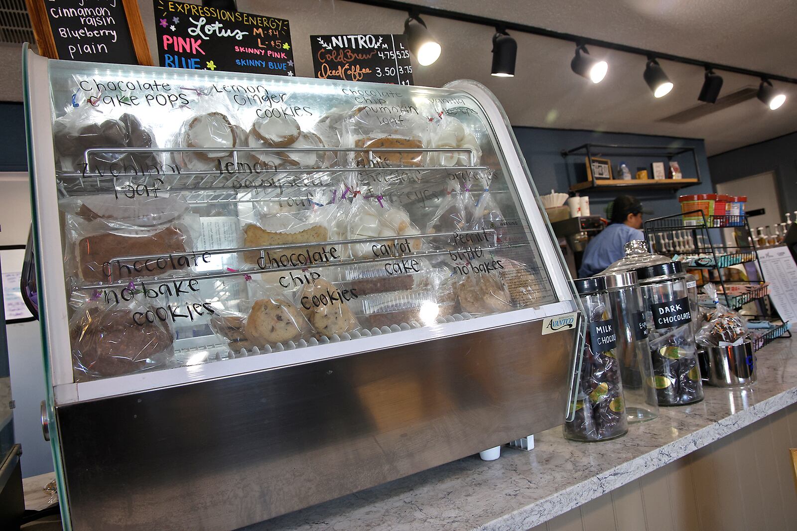 A case full of fresh baked goods on the counter at Coffee Expressions in Springfield. BILL LACKEY/STAFF