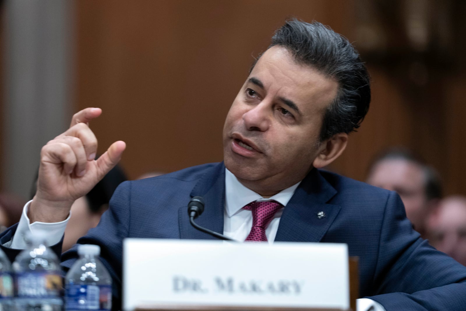 Martin Makary nominated to serve as Commissioner of Food and Drugs at the Department of Health and Human Services, testifies before the Senate Committee on Health, Education, Labor and Pensions on Capitol Hill Thursday, March 6, 2025, in Washington. (AP Photo/Jose Luis Magana)