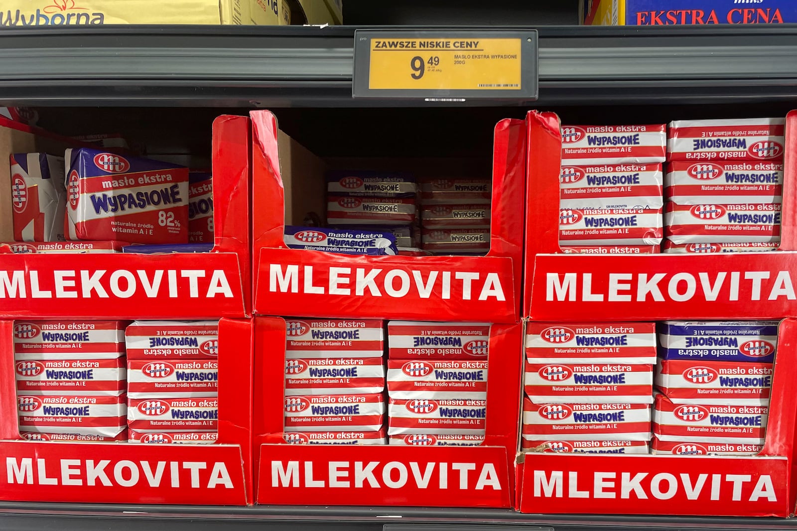 Butter, which has been rising fast in price in much of Europe, is displayed in a grocery store in Warsaw, Poland, Tuesday Dec. 17, 2024. (AP Photo/Czarek Sokolowski)