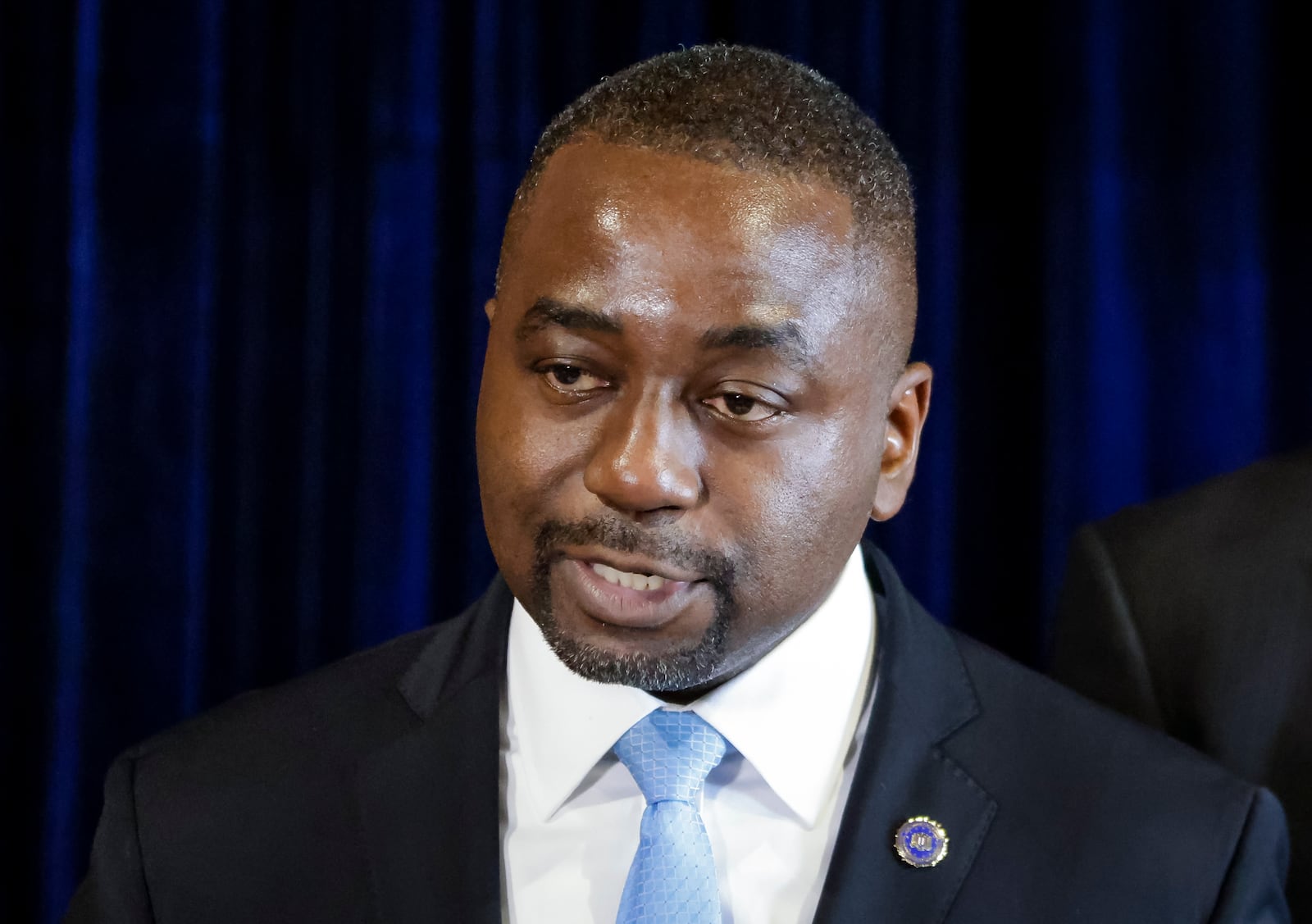 Lyonel Myrthil, special agent in charge of the New Orleans field office, speaks during a news conference at the FBI Headquarters in New Orleans, Sunday, Jan. 5, 2025, to release new information about Shamsud-Din Jabbar, the man who carried out an attack on New Orleans' Bourbon Street on New Year's Day. (Scott Threlkeld/The Times-Picayune/The New Orleans Advocate via AP)