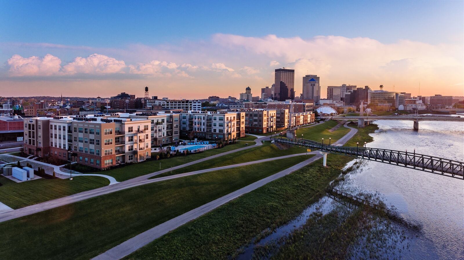 Woodard Development’s Water Street District project in downtown Dayton is located near the convergence of the Great Miami River and the Mad River. PHOTO Courtesy of Woodard Development