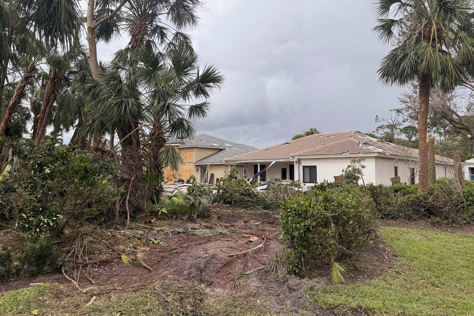 The aftermath of a tornado that hit Wellington, Fla., ahead of Hurricane Milton is seen Friday, Oct. 11, 2024. (AP Photo/Stephany Matat)