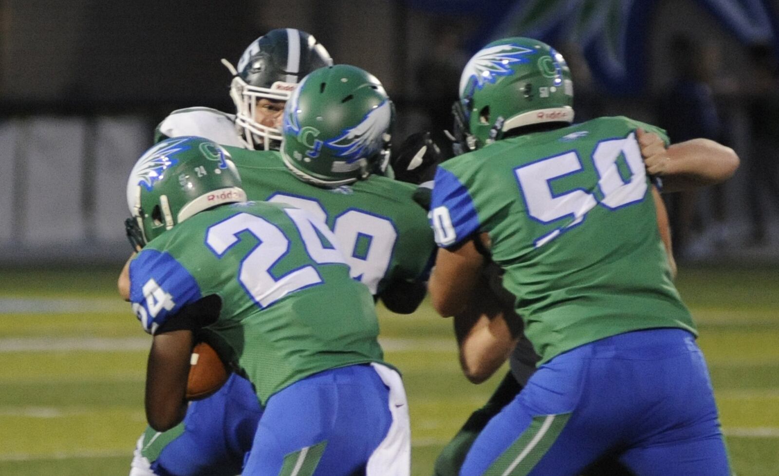 Chaminade Julienne RB Quincy Johnson (24) runs during a 58-16 Week 3 defeat of visiting Greenville in the 2018 season. MARC PENDLETON / STAFF