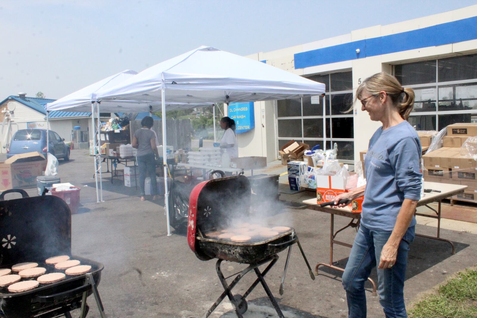 A donation center was set up following last week's tornadoes at Pippin’s Market in Trotwood.  Needed items include cleaning supplies, deodorant, body wash and baby items like diapers, wipes, baby food and formula. Clayton resident Sally Boston volunteered Tuesday, May 28, 2019.