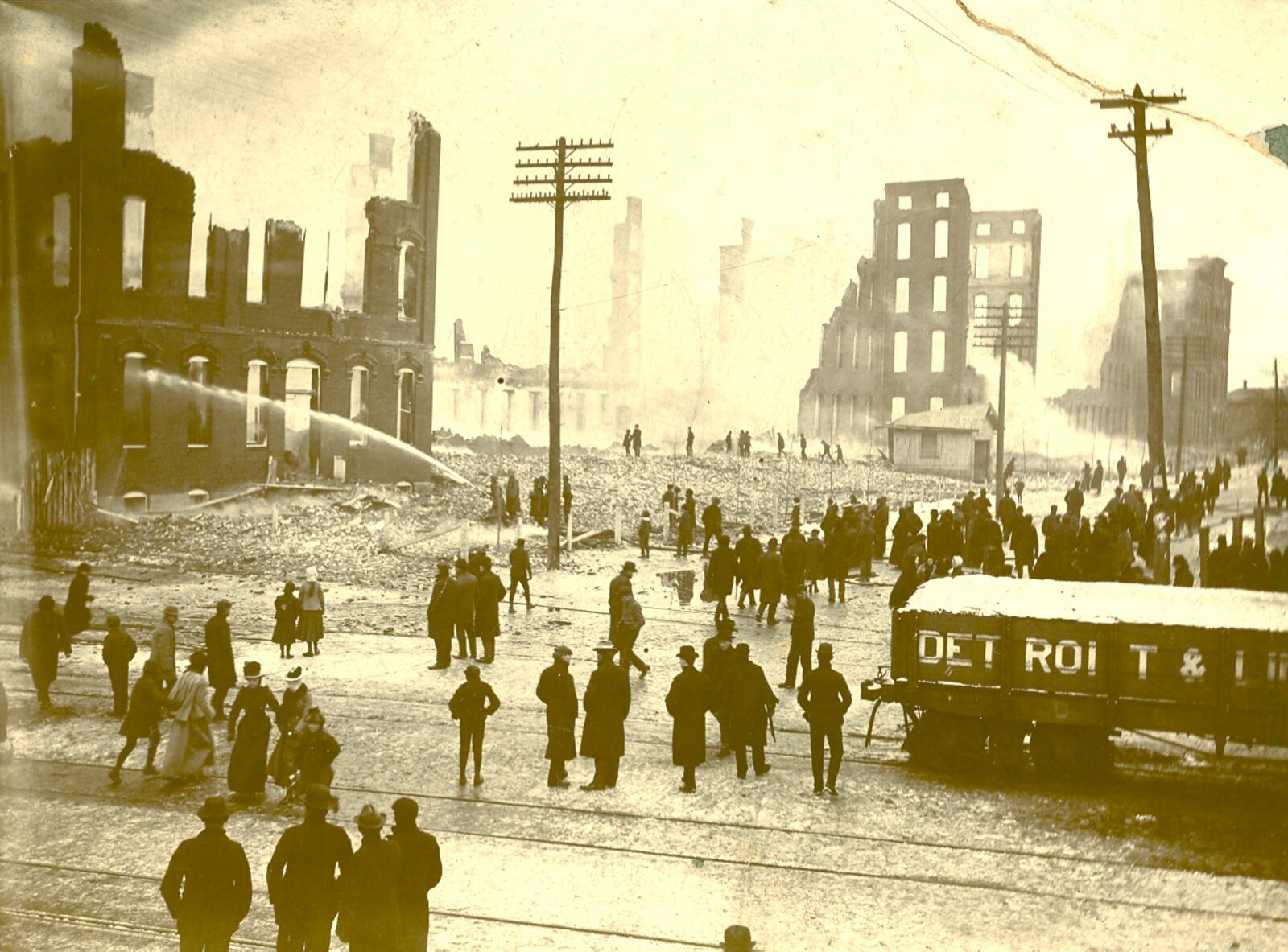 Springfield Fire Division Records say the alarm for the Feb. 2, 1902, fire that devastated the East Street Shops was called in from Box 63 inside the shops, not Box 27 at Pleasant and East streets. A newspaper account, however, listed Box 27 as the source of the initial call, and that tradition is reflected in the name of Box 27 Associates. Courtesy of Clark County Historical Society