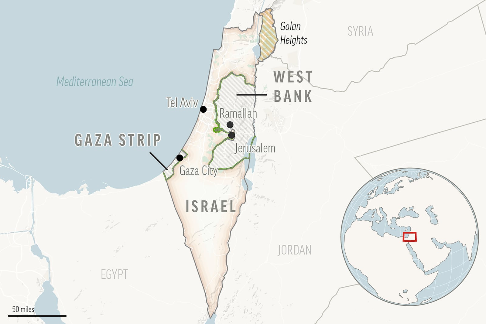 This is a locator map of Israel and the Palestinian Territories. (AP Photo)