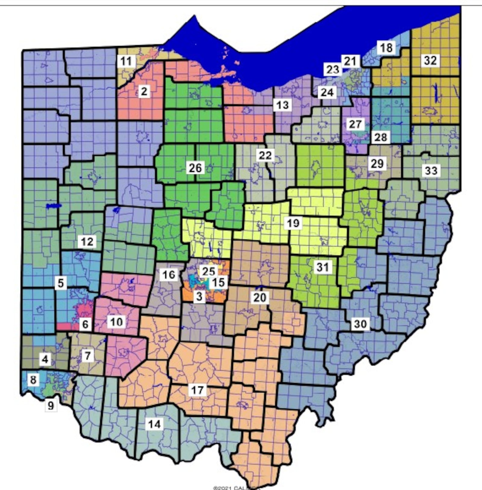 Republicans proposed this Ohio Senate map as part of a "backup" proposal late Monday, March 28 evening based on on ones they previously passed on Feb. 24. The Ohio Supreme Court ruled those maps were unconstitutional because they did not reflect the state’s voters and unfairly favored Republicans.