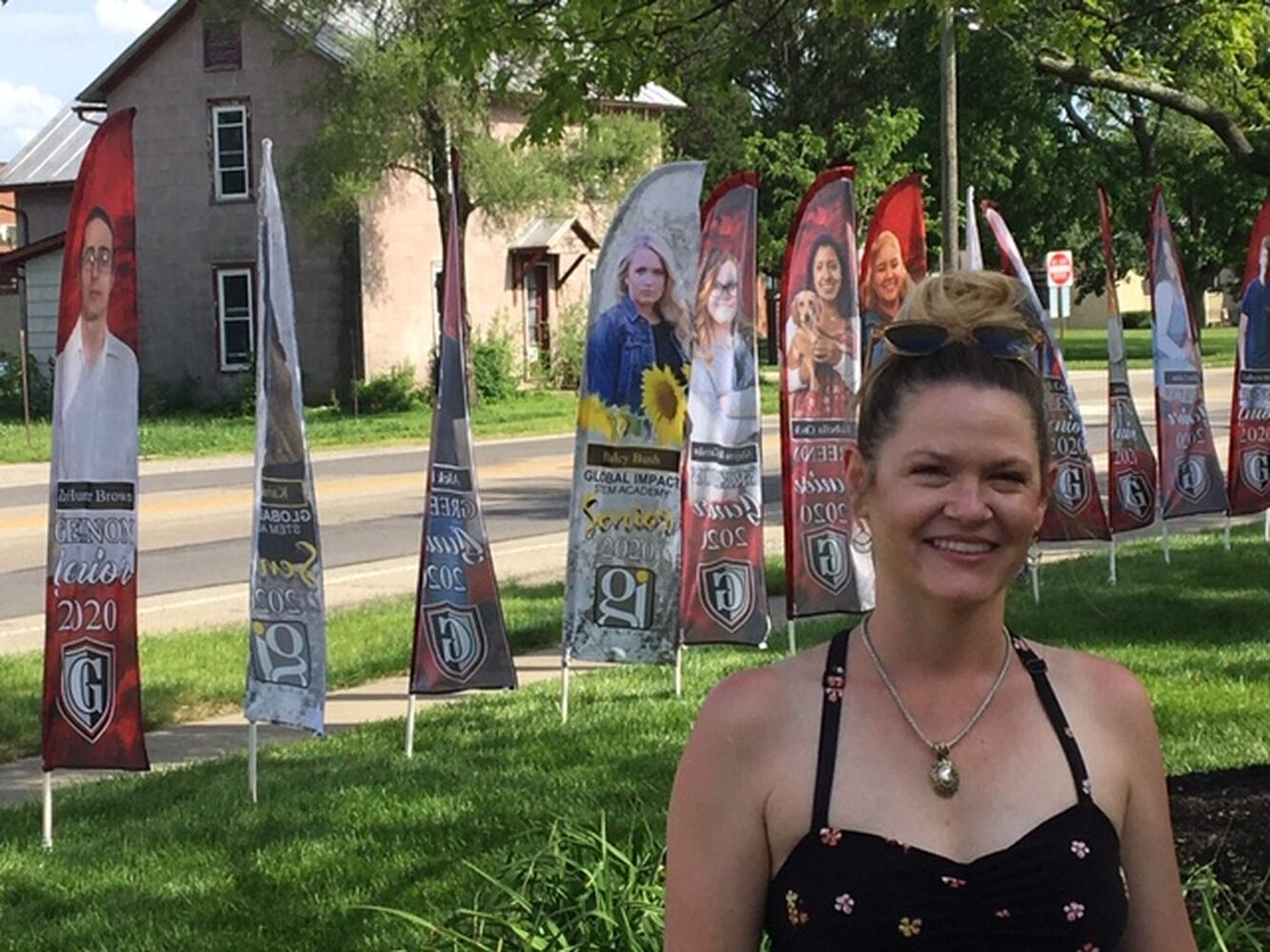 PHOTOS: Enon park features Class of 2020 photo flags to honor graduates