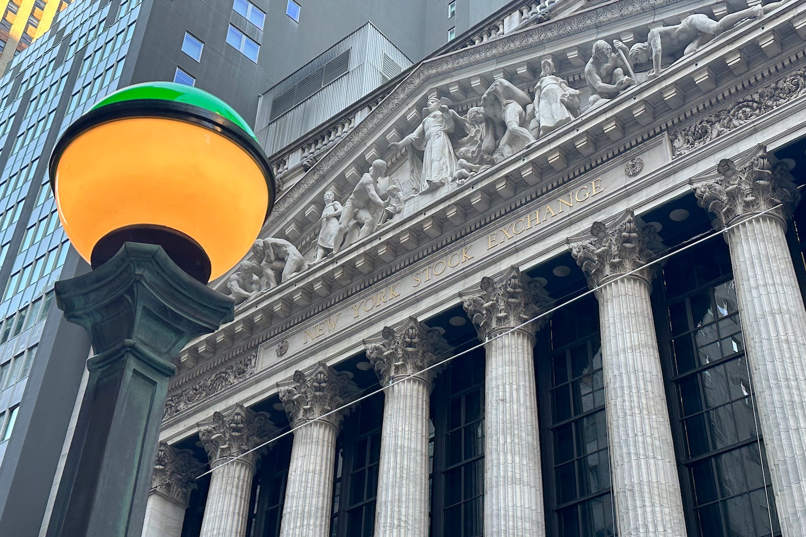 The New York Stock Exchange is shown on Wednesday, Oct. 16, 2024 in New York. (AP Photo/Peter Morgan)