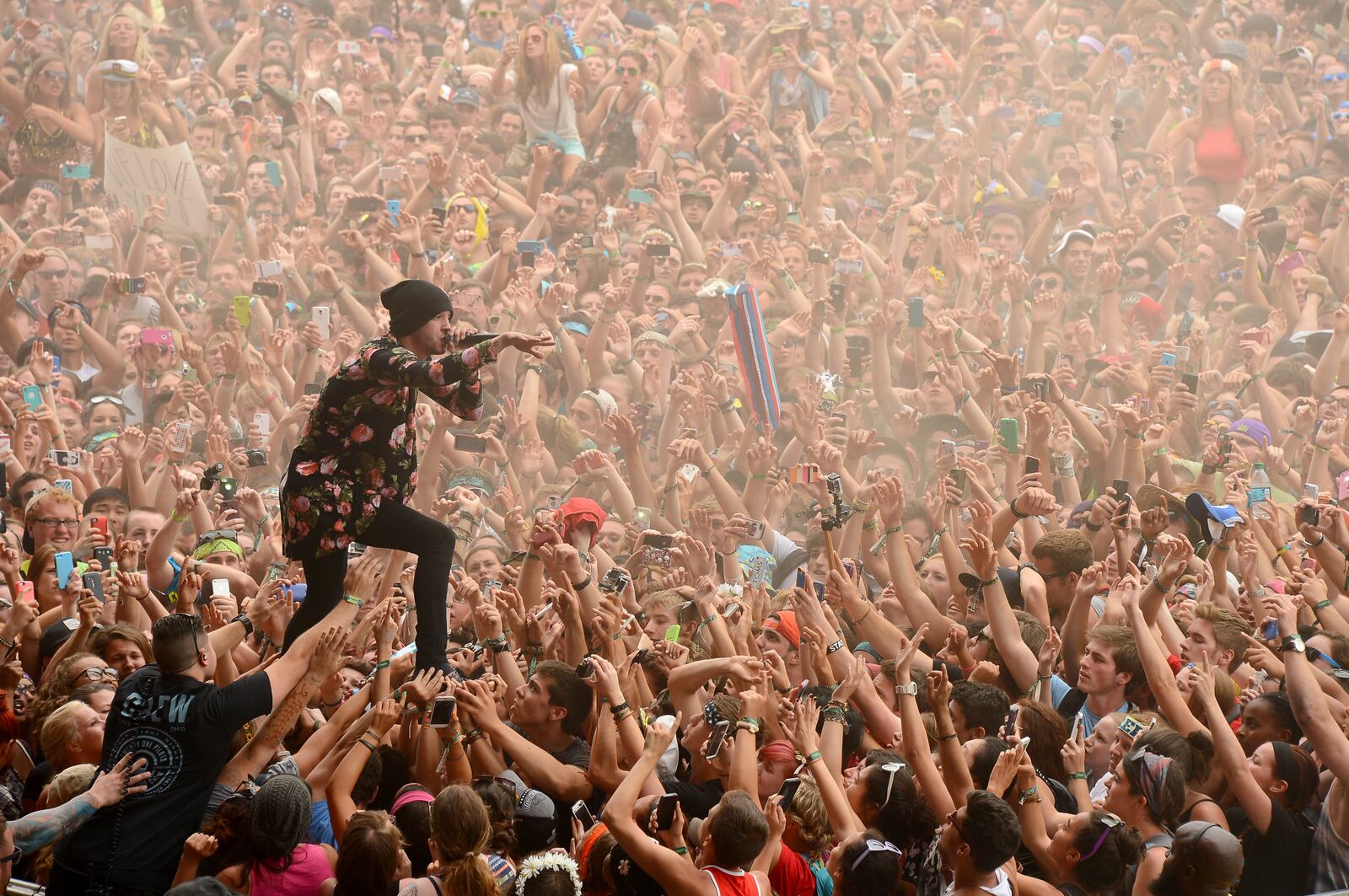 Tyler Joseph of Twenty One Pilots performs in Dover, Delaware in 2014. The band has announced its Takeover Tour will be making a stop at Nationwide Arena in Columbus on October 29 and 30. (Photo by Theo Wargo/Getty Images for Firefly Music Festival)