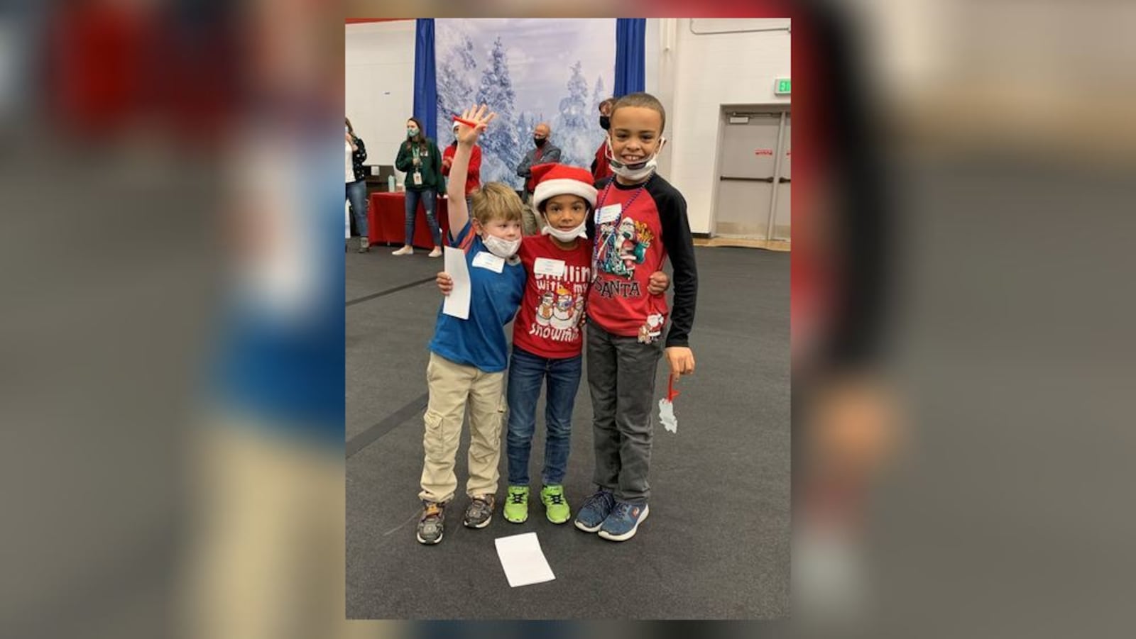 The Springfield Rotary Club held their annual Christmas Party for children with disabilities on Monday. Many students from Clark County schools joined the fun, including these three from Greenon Local School District: Jordan (left), Edison (middle) and Braxton (right).