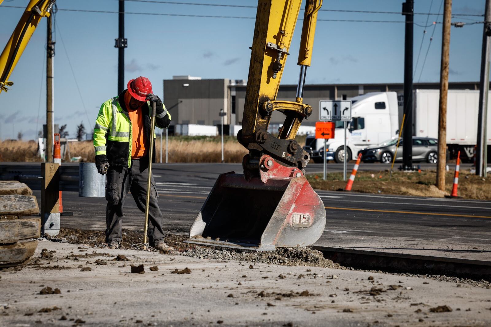 Work continues on U.S. 40 near the Dayton International Airport. The 70/75 Airport Logistics Access Project cost $14 million in federal, state and local funds.  JIM NOELKER/STAFF