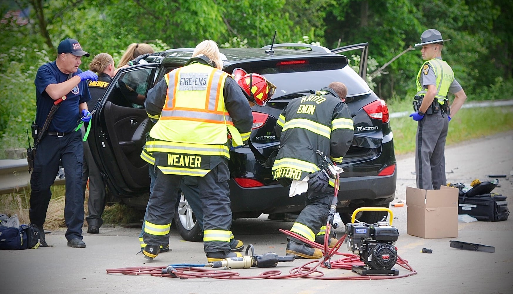 PHOTOS: Head-on crash sends two to hospital in Clark County