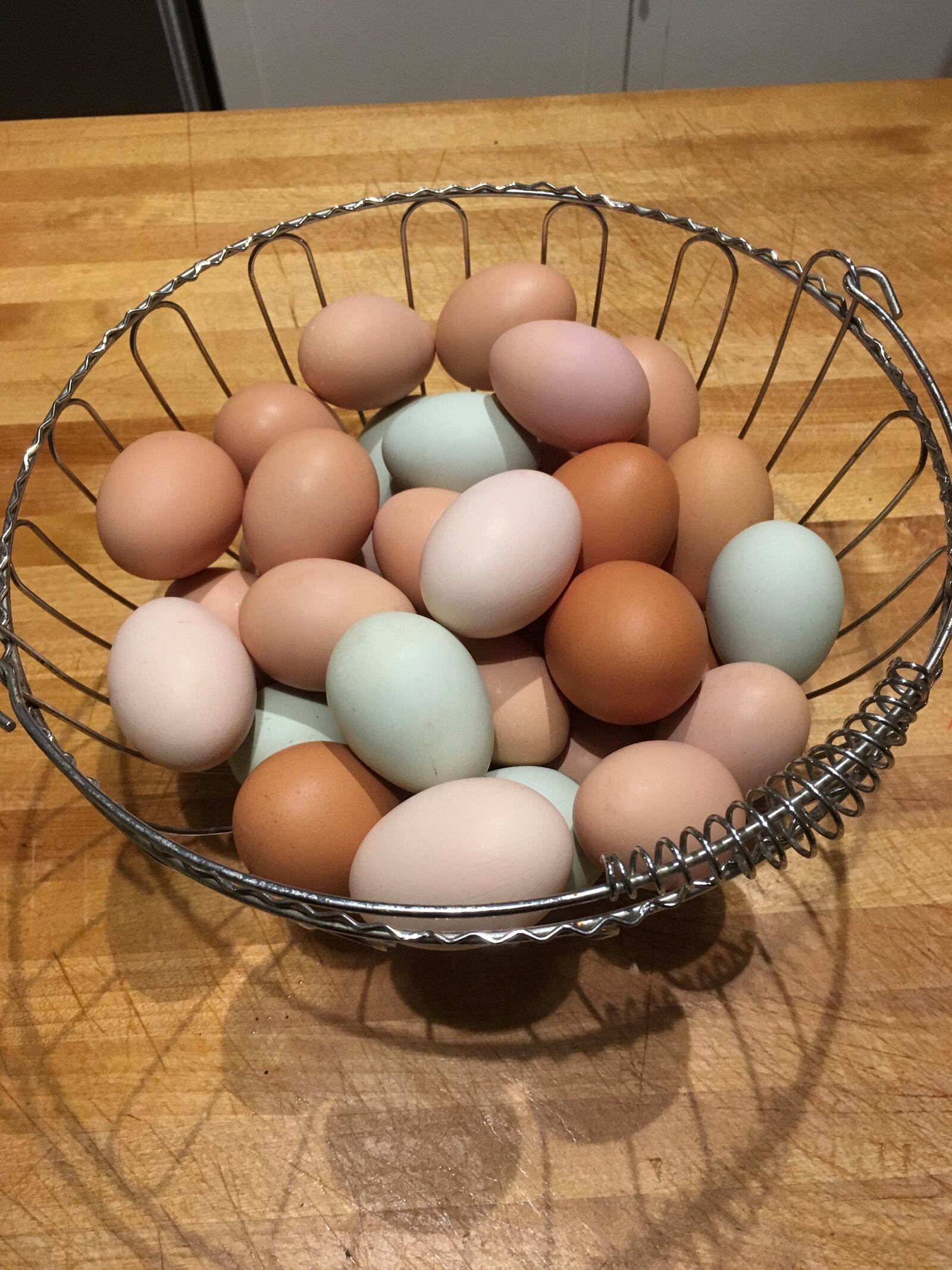 A selection of eggs from a backyard flock appear in Decatur, Georgia, on Nov. 20, 2018. More people are considering backyard chickens as the price of commercial eggs soars. (AP Photo/Michael Warren).